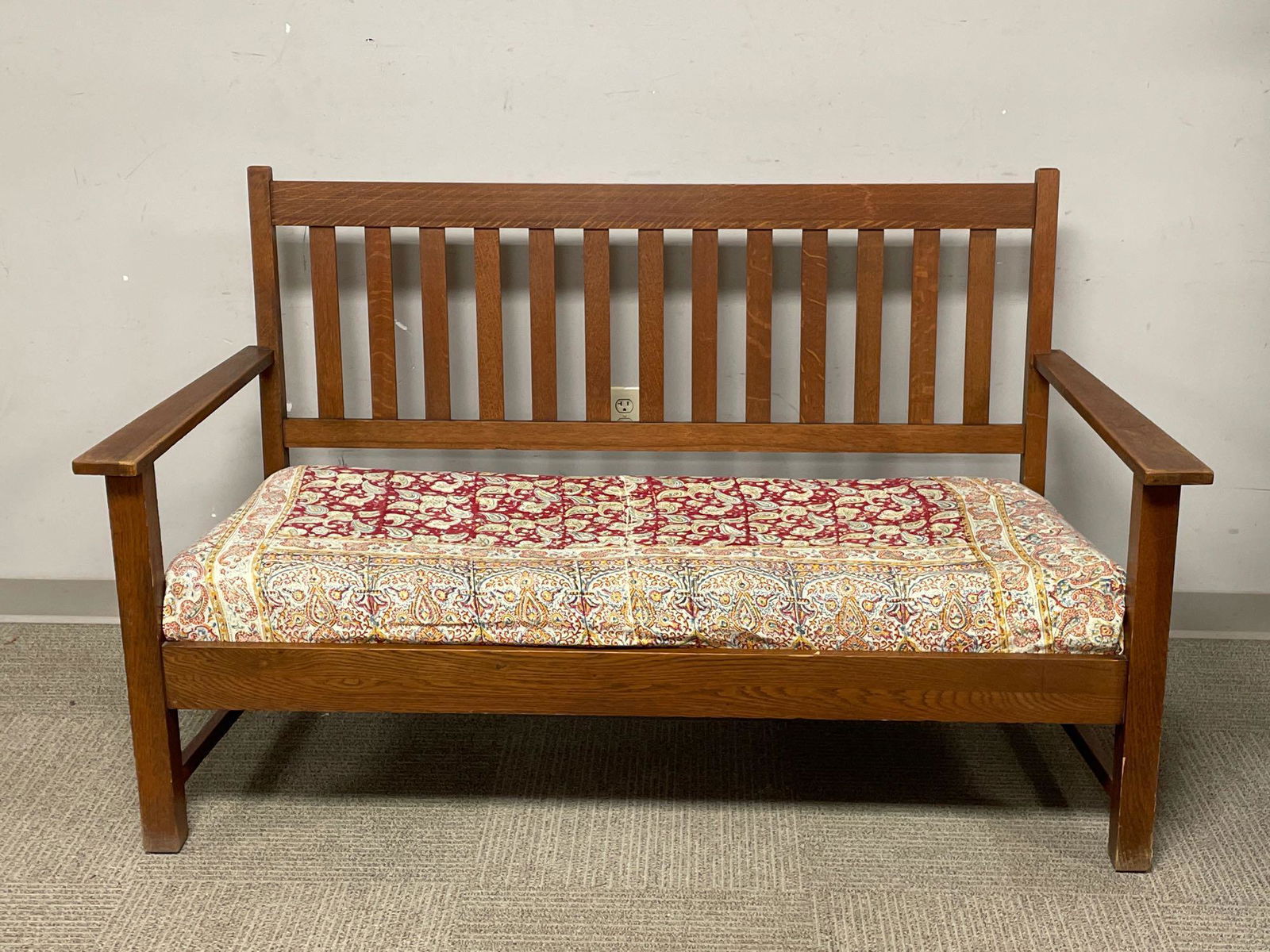 Arts & Crafts Limbert Oak Slat Back Settee Bench (1 of 16)
