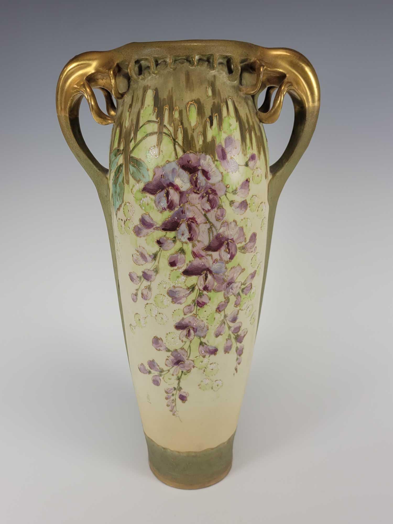 Bohemian Austria Ceramic Double Handled Floral Vase (1 of 16)