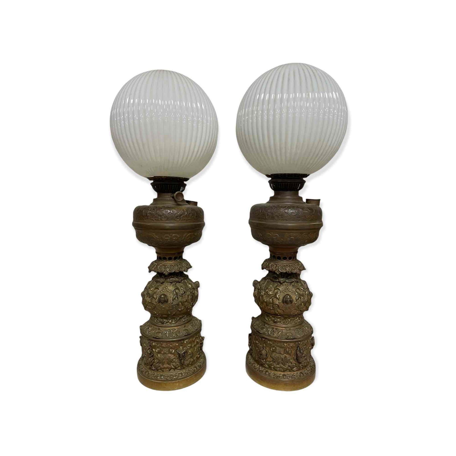 Fine Pair of Ornate French Bronze Lamps - L.B. Brevete (1 of 20)