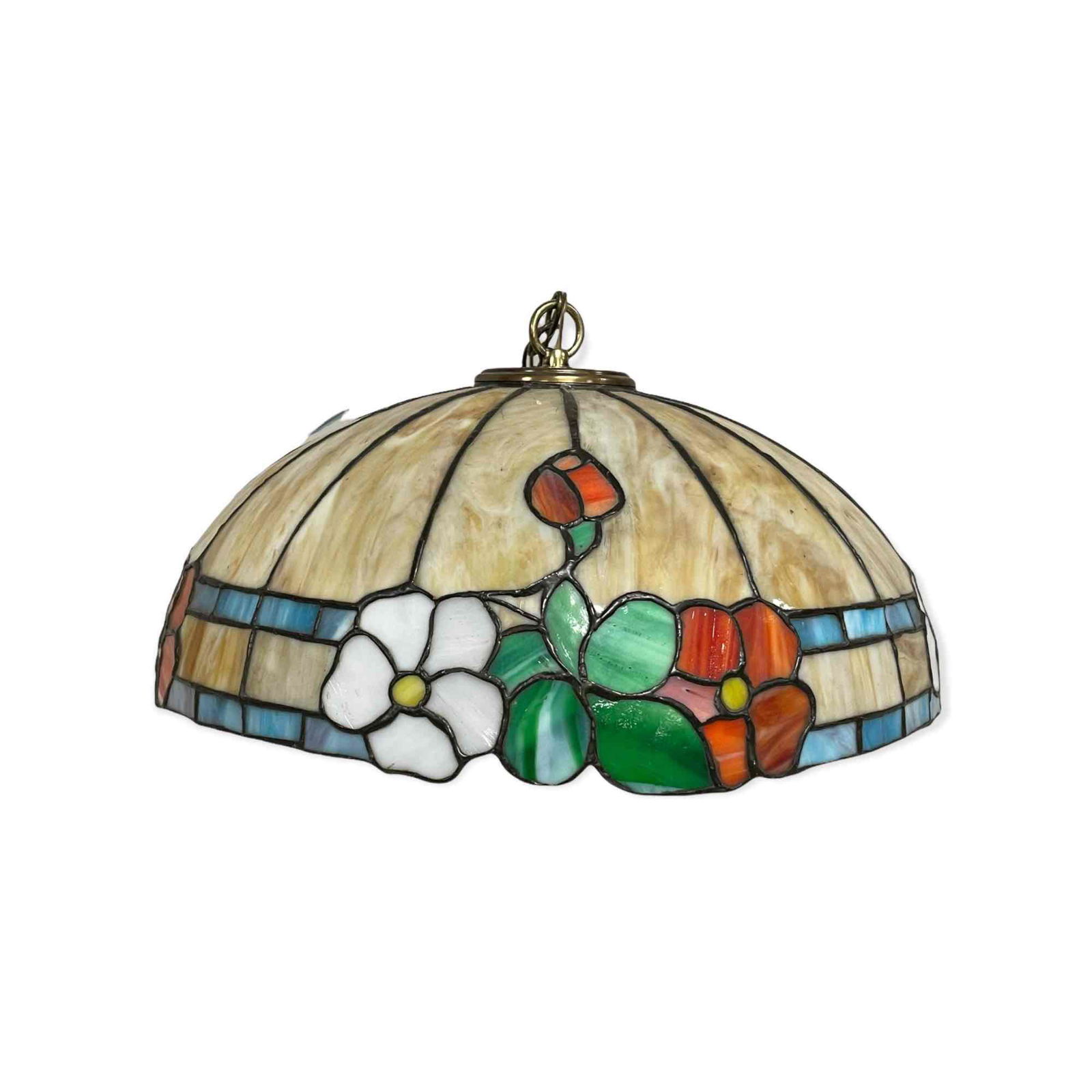 Leaded and Stained Glass Floral Hanging Fixture (1 of 20)