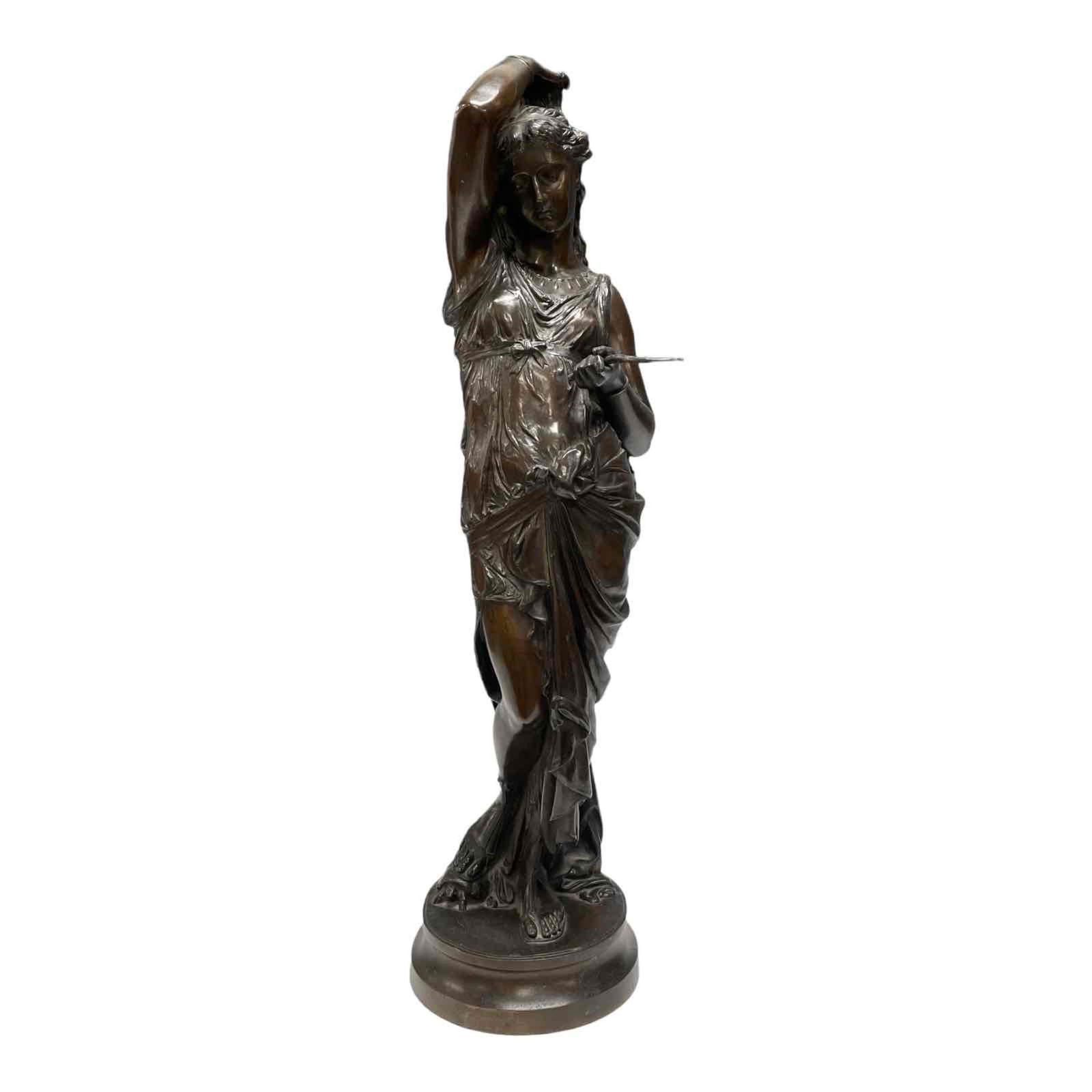 Signed Bronze of Woman Holding her Hair with One Foot (1 of 20)