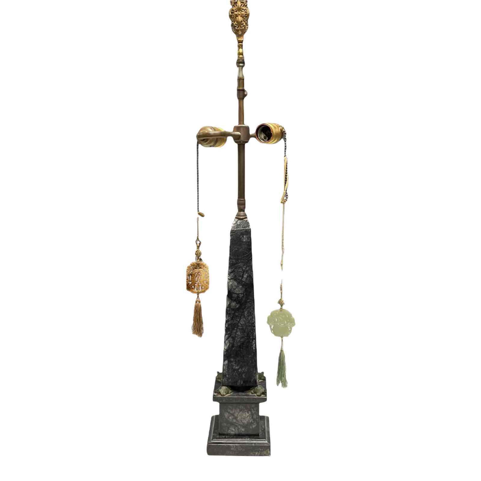 Polished Marble Pyramid Column Lamp Bronze Turtles (1 of 20)