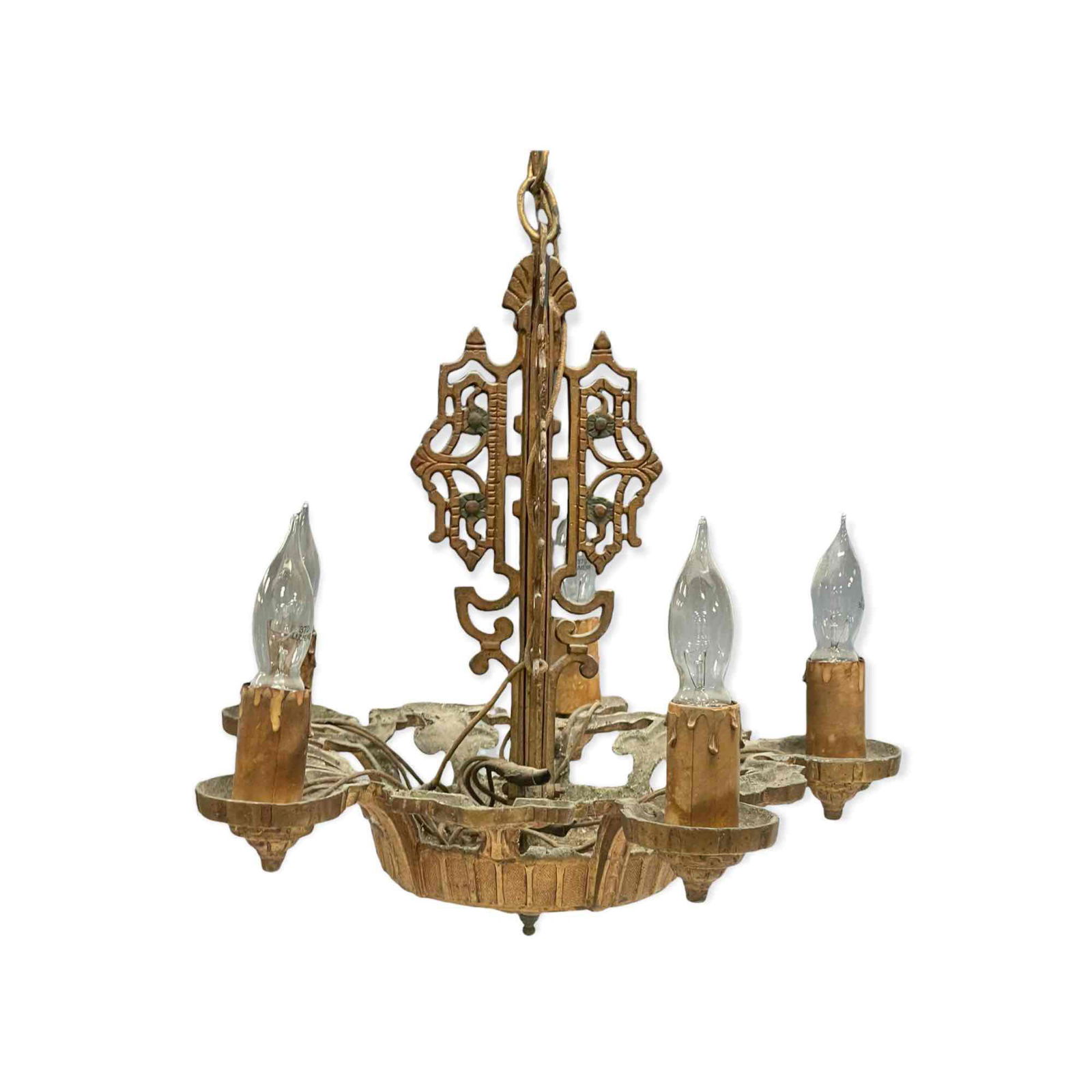 American Art Deco Hanging Chandelier 5-Light (1 of 20)
