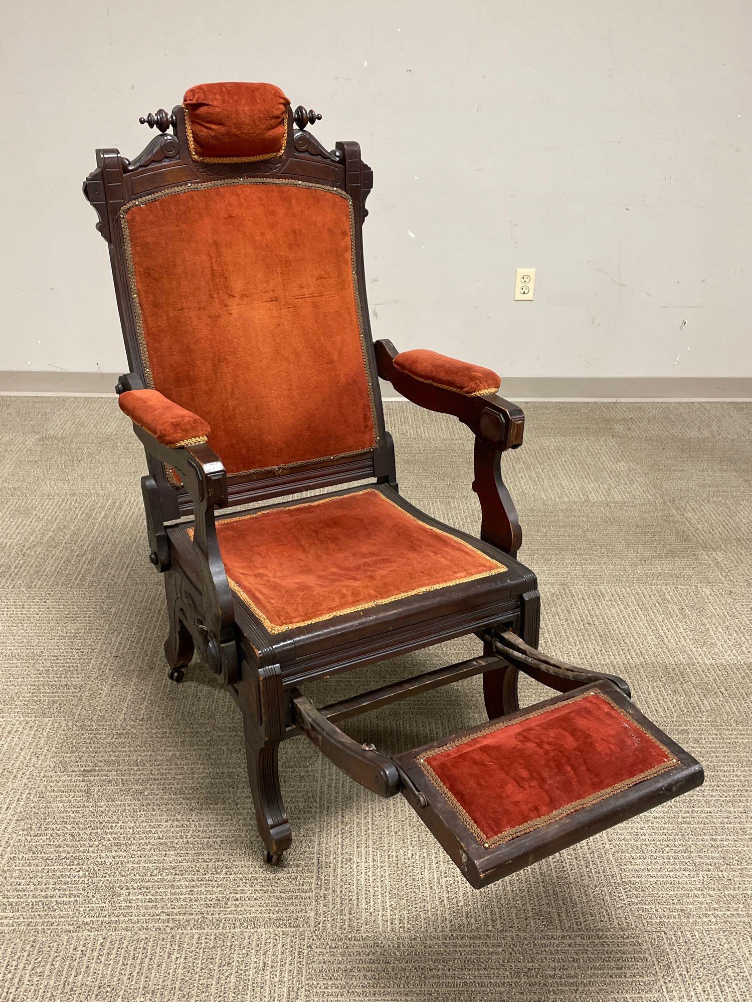 19th c. American Victorian Carved Reclining Chair (1 of 19)