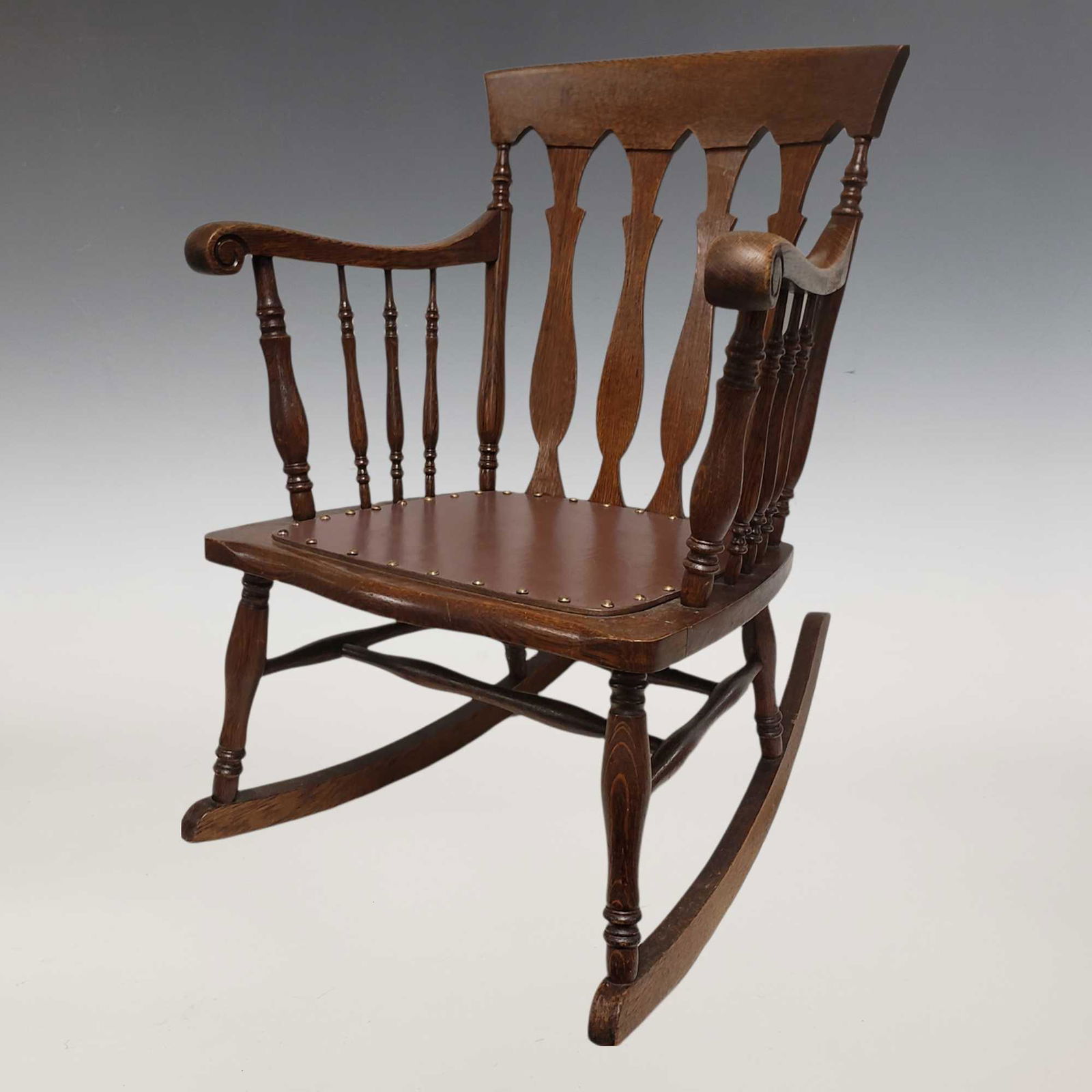American Oak Gothic Revival Rocking Chair (1 of 16)