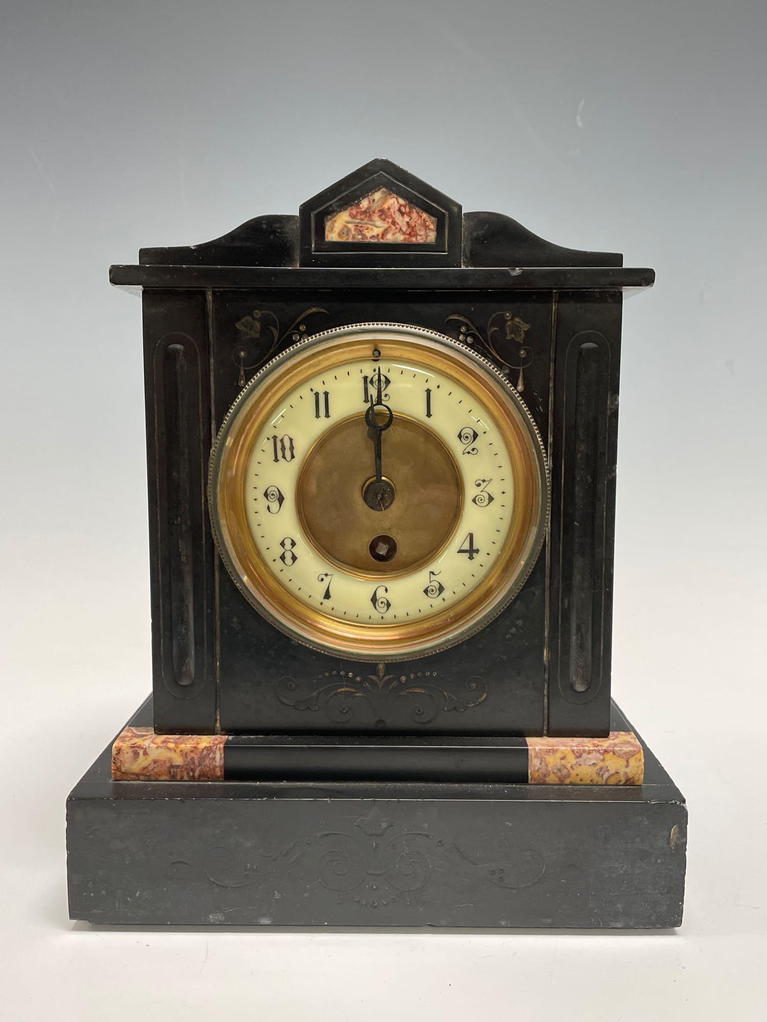 Nineteenth Century Carved Slate Mantle Clock (1 of 14)