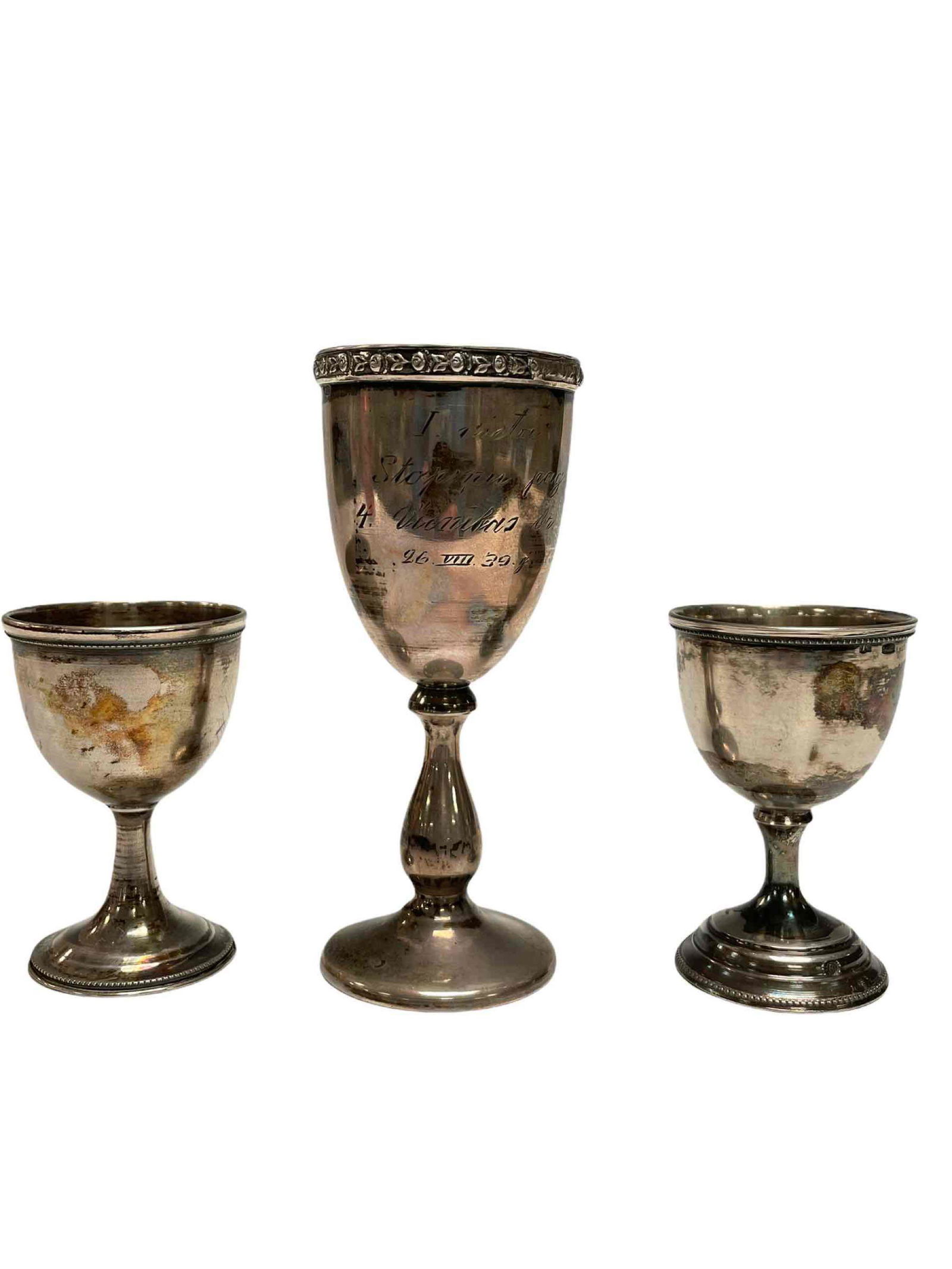 Three (3) 84 RUSSIAN Silver Challis - Cordials (1 of 20)