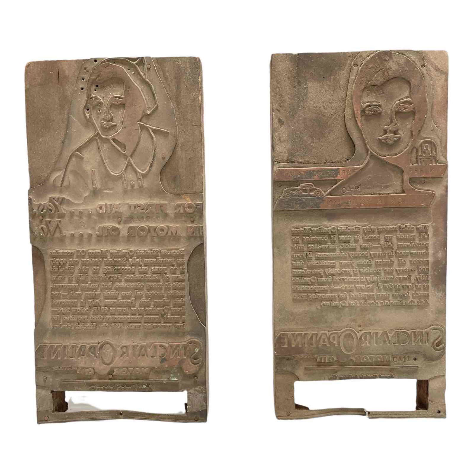 Two (2) Sinclair Opaline Motor Oil Copper Printer (1 of 11)