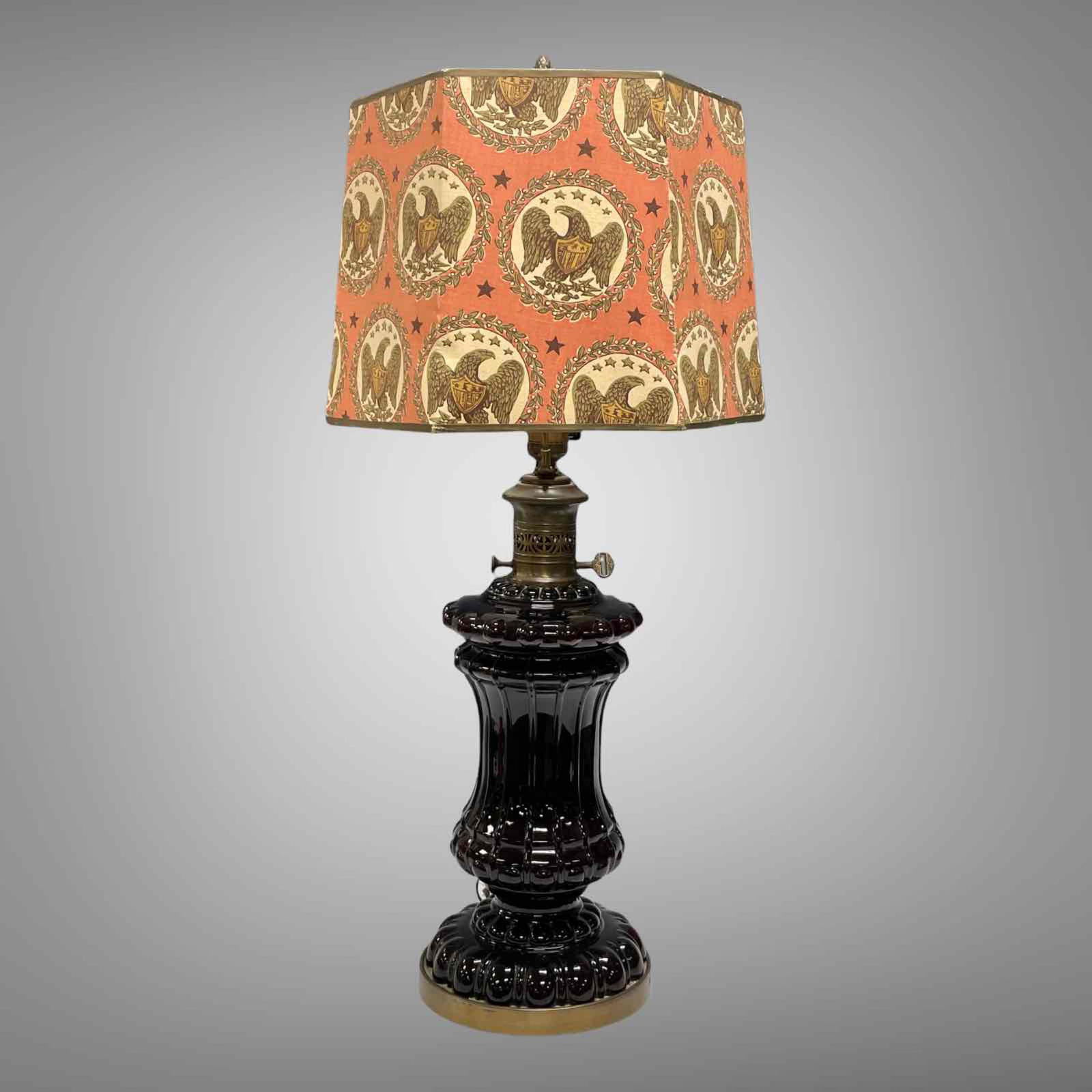 French Deco Black Amethyst Glass Lamp (1 of 18)