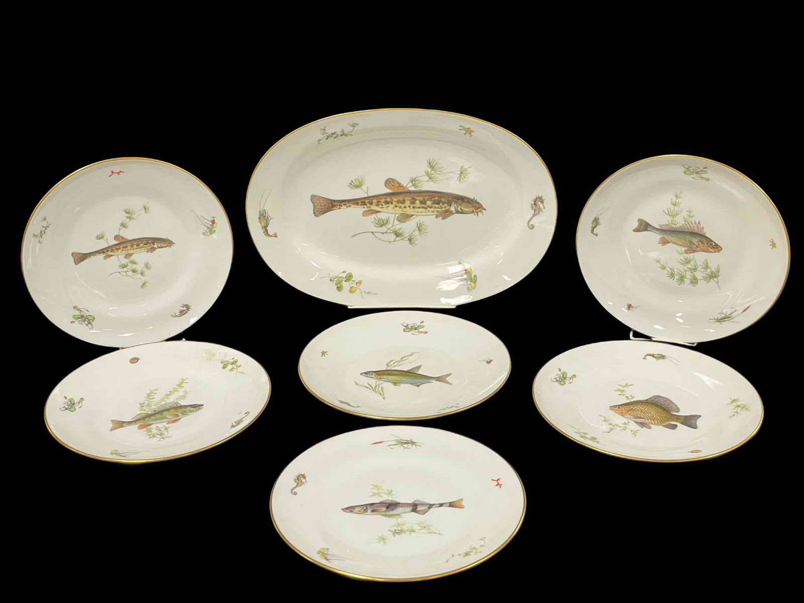 Richard Ginori Porcelain Fish Plates & Platter Set (1 of 20)