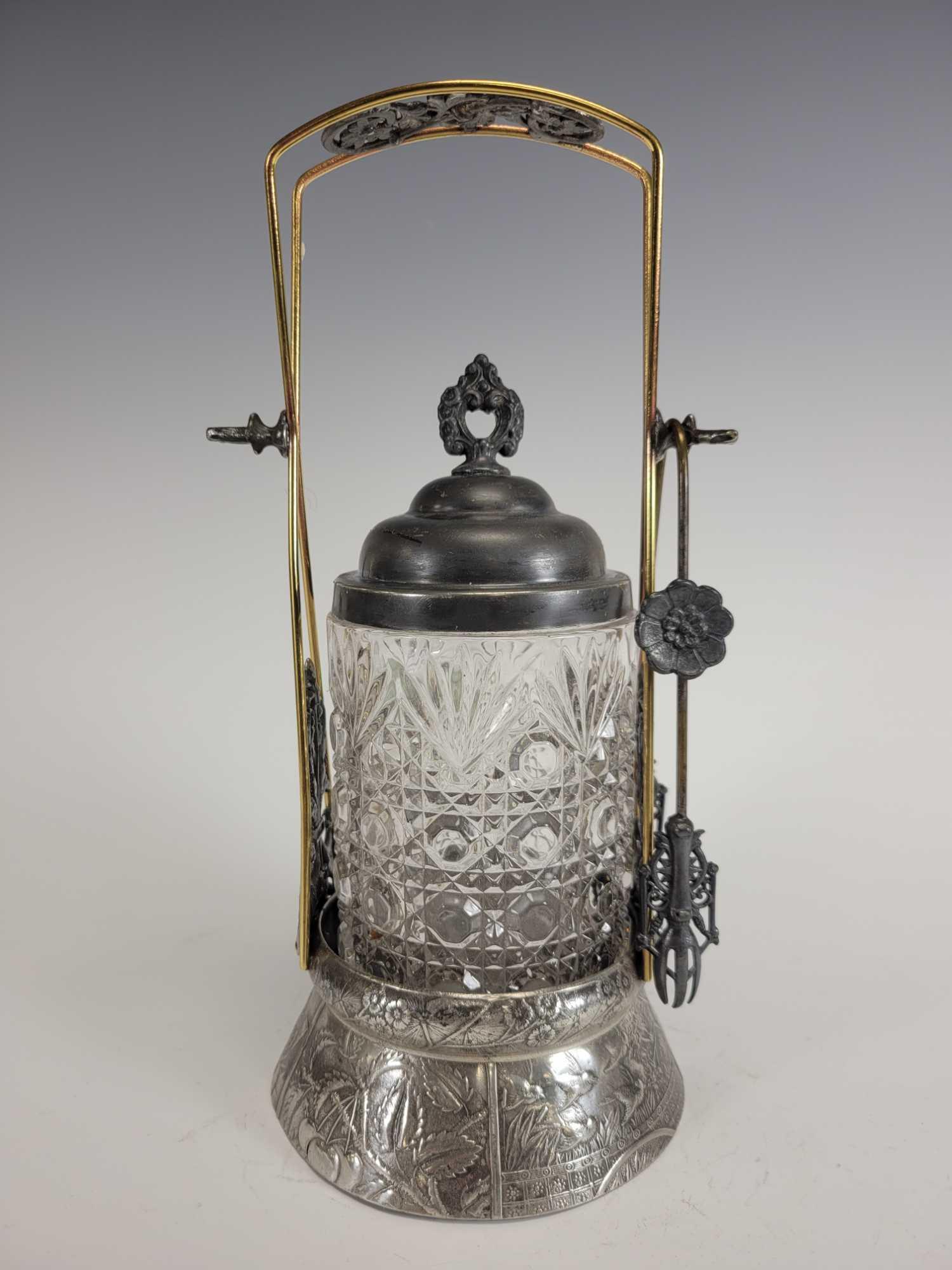 Rockford Silver Plate Pickle Caster with Tongs (1 of 14)