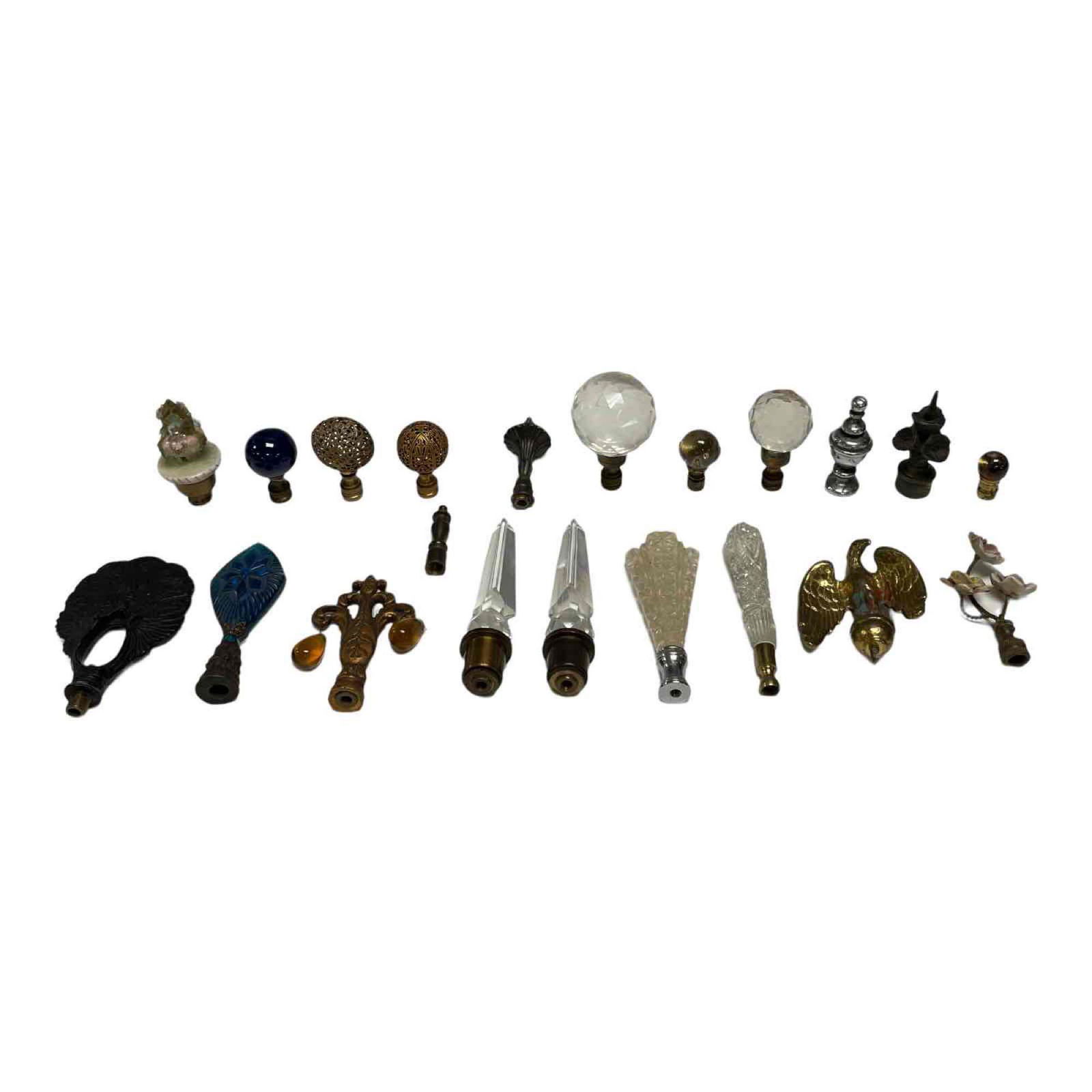 20 Antique Lamp Finials -  Glass - Metal - Porcelain (1 of 20)