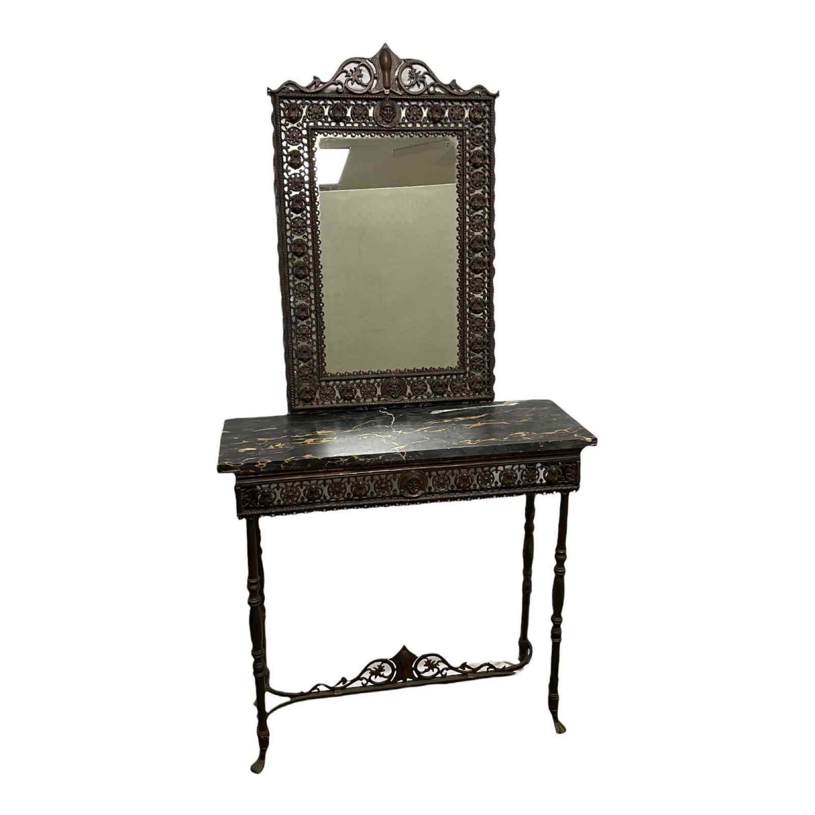 Attr. to Oscar Bach Art Deco Cast and Bronze Hall Table (1 of 20)