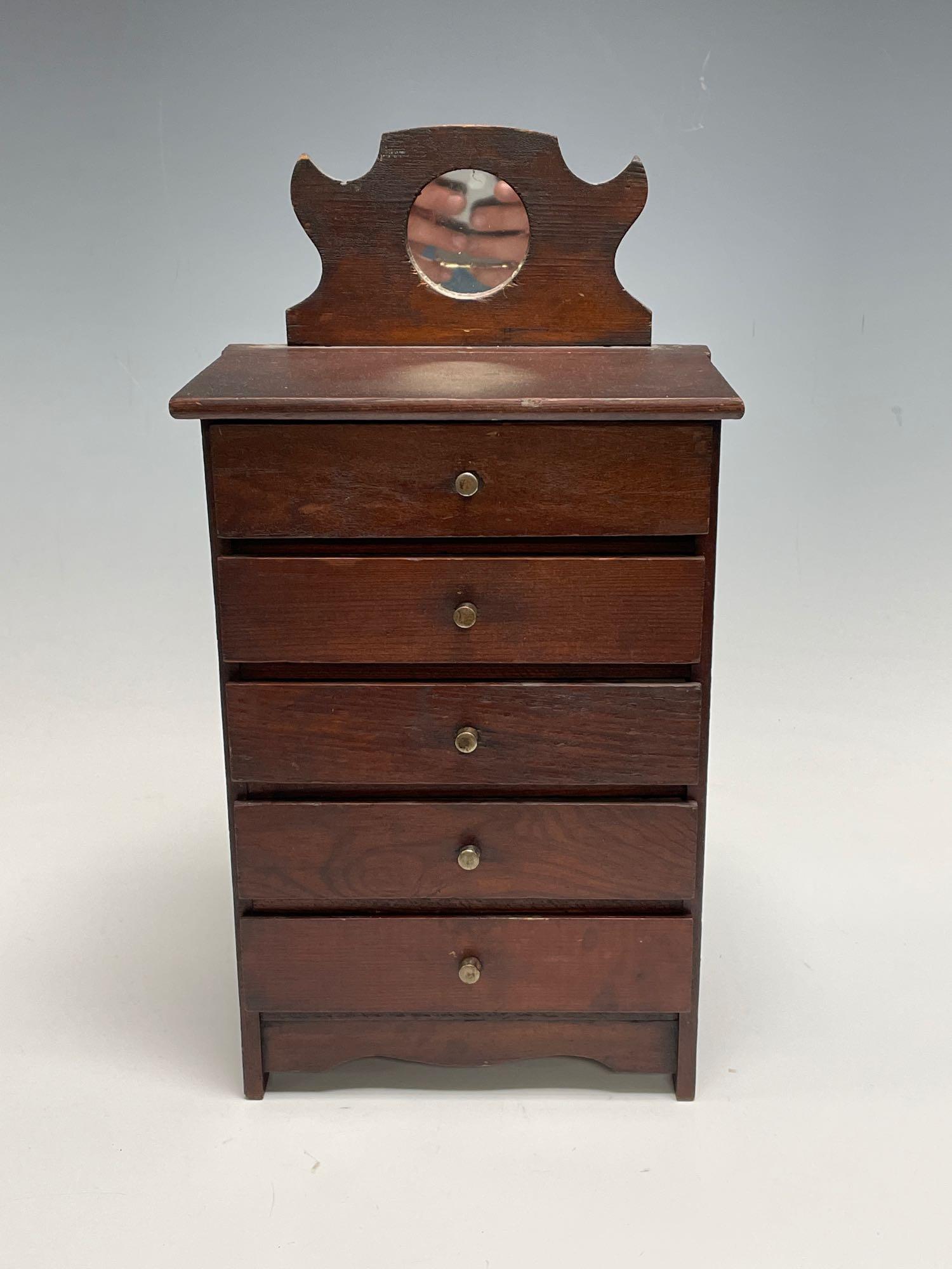 Miniature 19th Century Chest w Shaving Mirror (1 of 9)