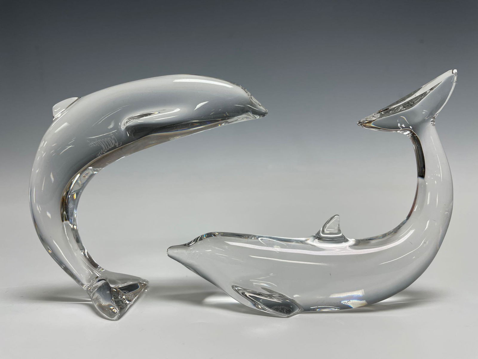 Baccarat France Crystal Dolphins Figurines Signed (2) (1 of 14)