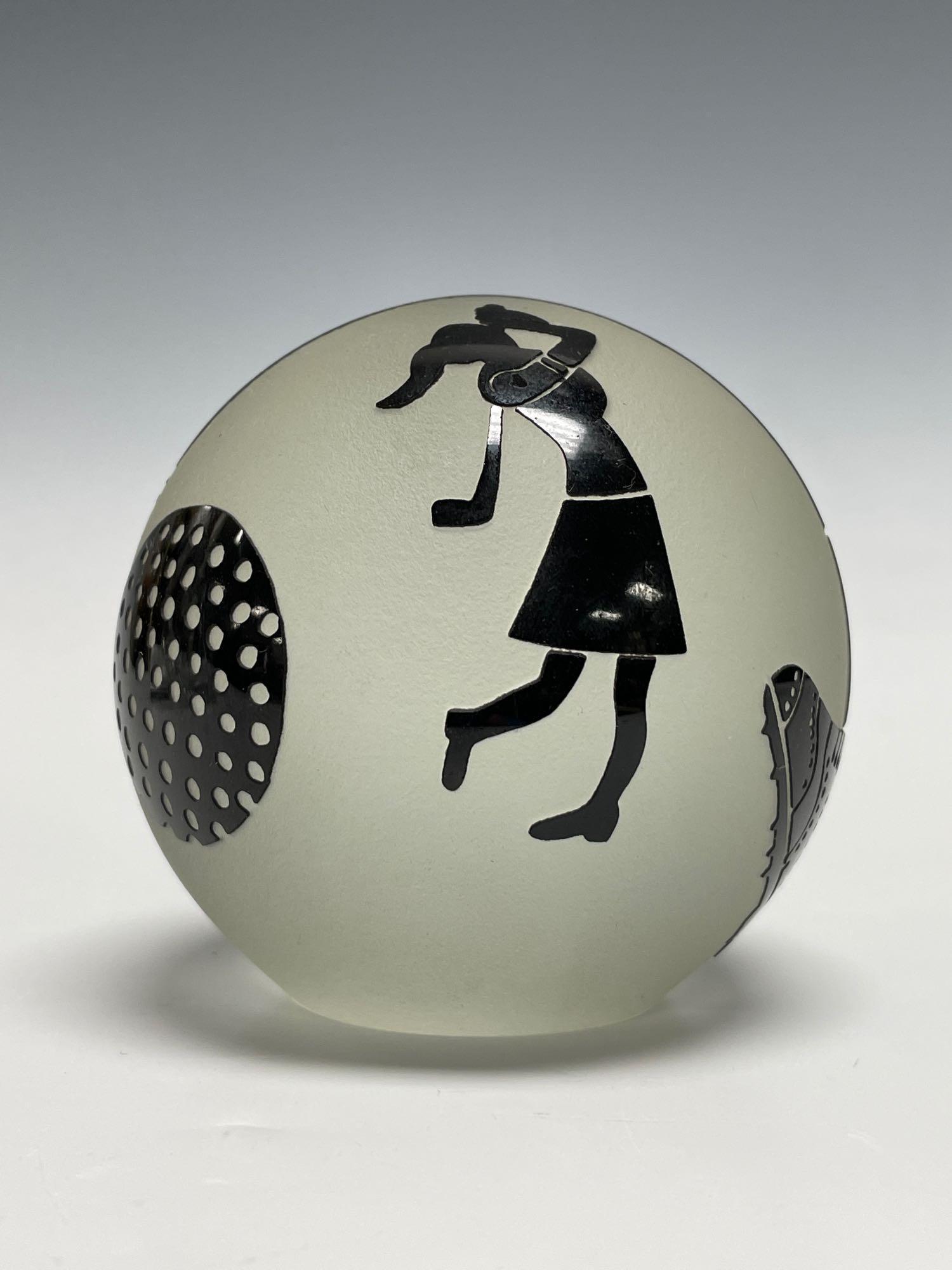 Artist Signed Paperweight of Man and Woman Golfing (1 of 8)