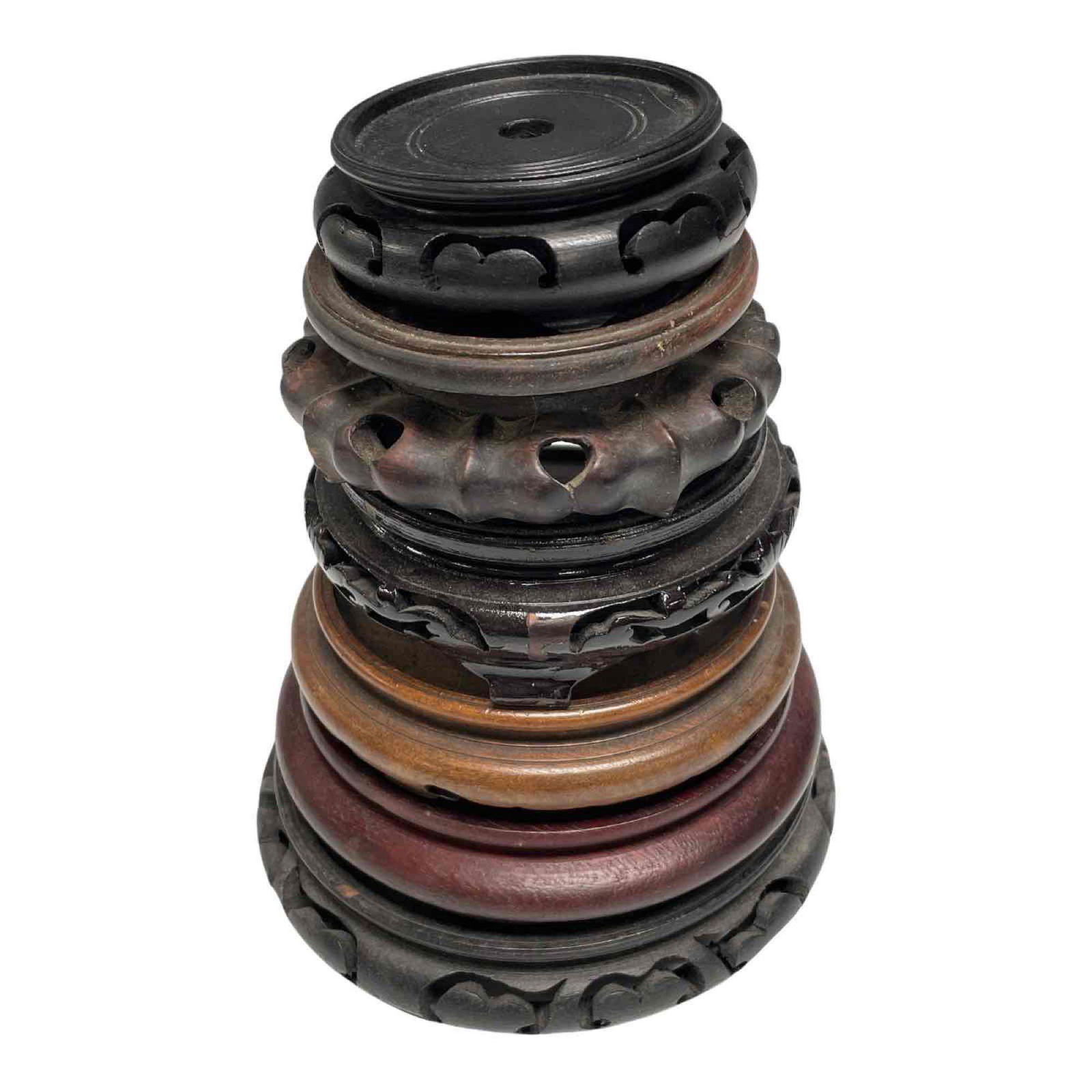 Six (6) Oriental Wood Pedestal Vase Stands (1 of 19)