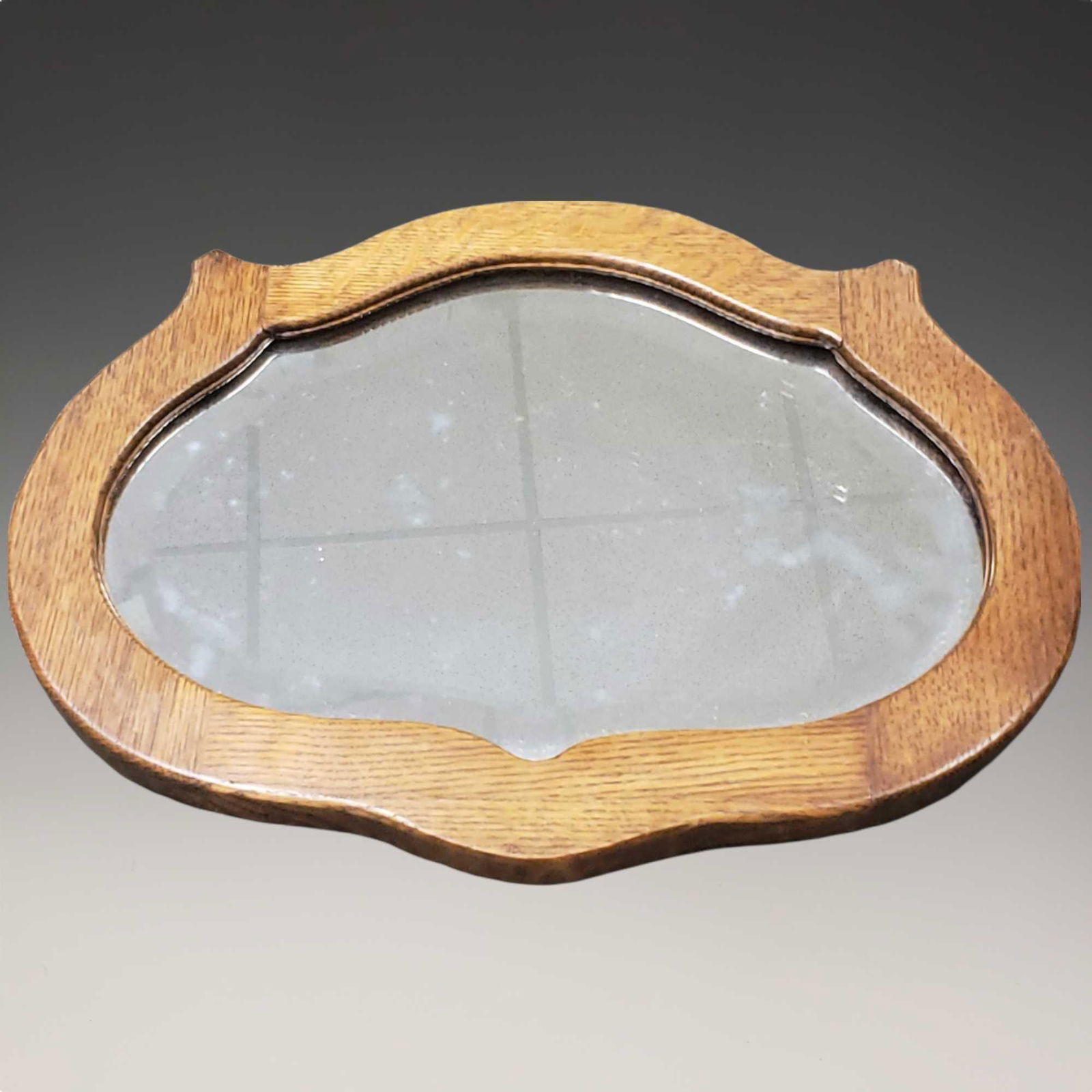 Small American Oak Beveled Mirror ca. 1905 (1 of 6)