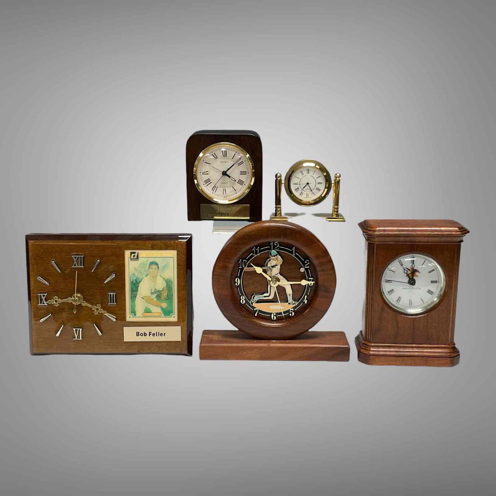 (5) BOB FELLER PERSONAL DESK CLOCKS (1 of 18)