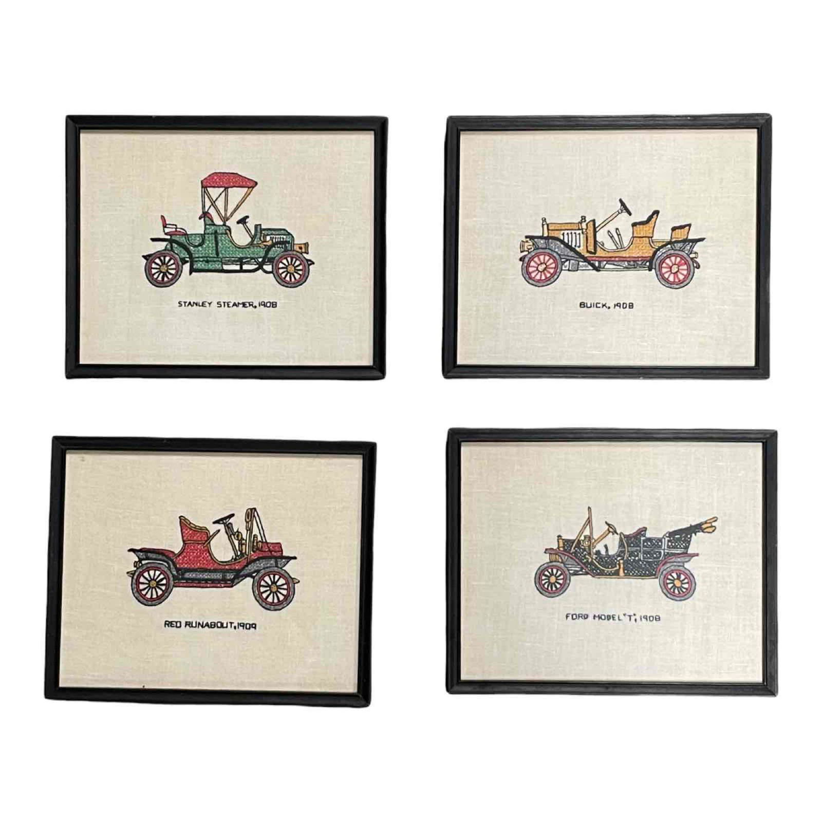 Mid Century Cross Stitch Automobile Framed Pieces (4) (1 of 19)