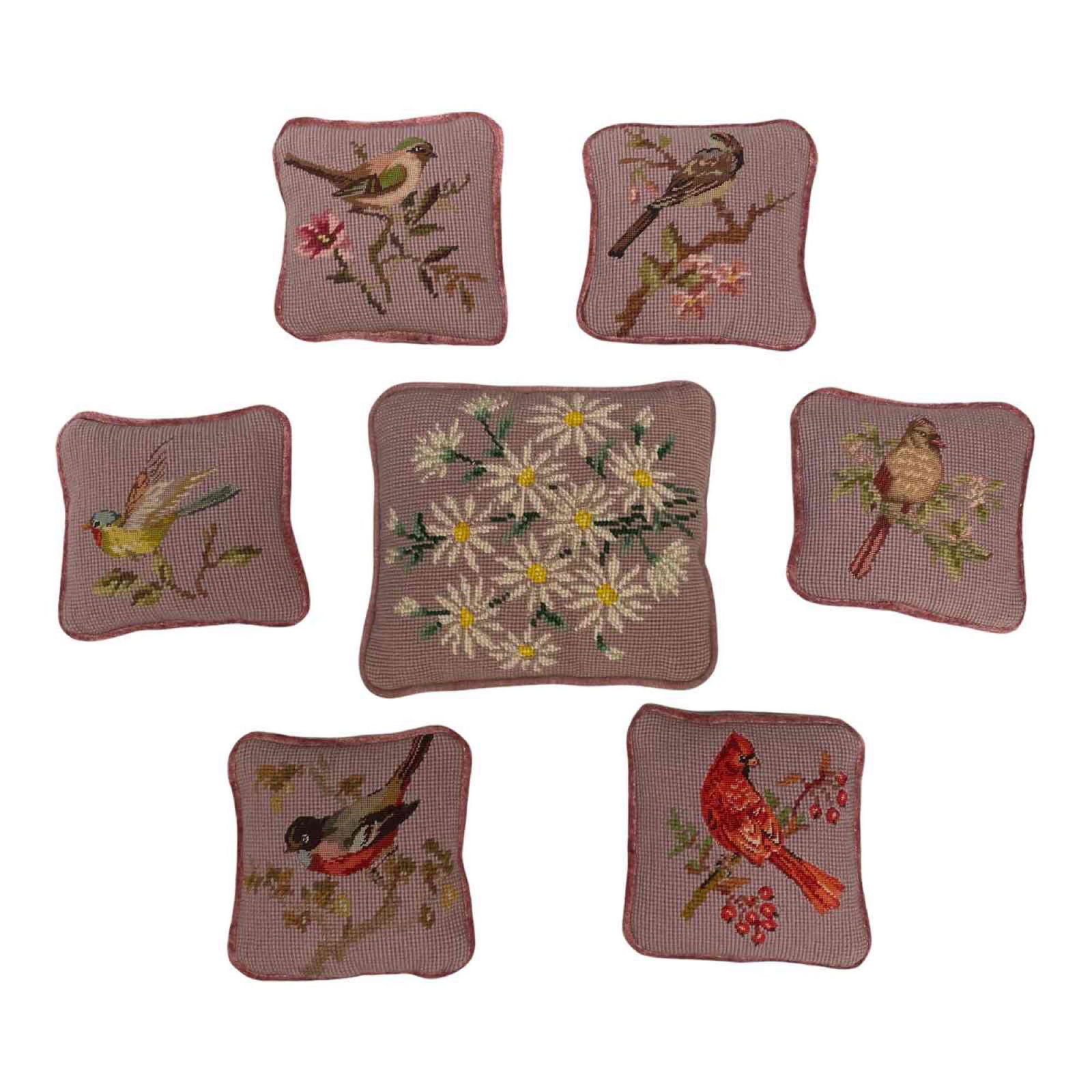 Seven Bird and Flowers Needlepoint Accent Pillows (1 of 19)