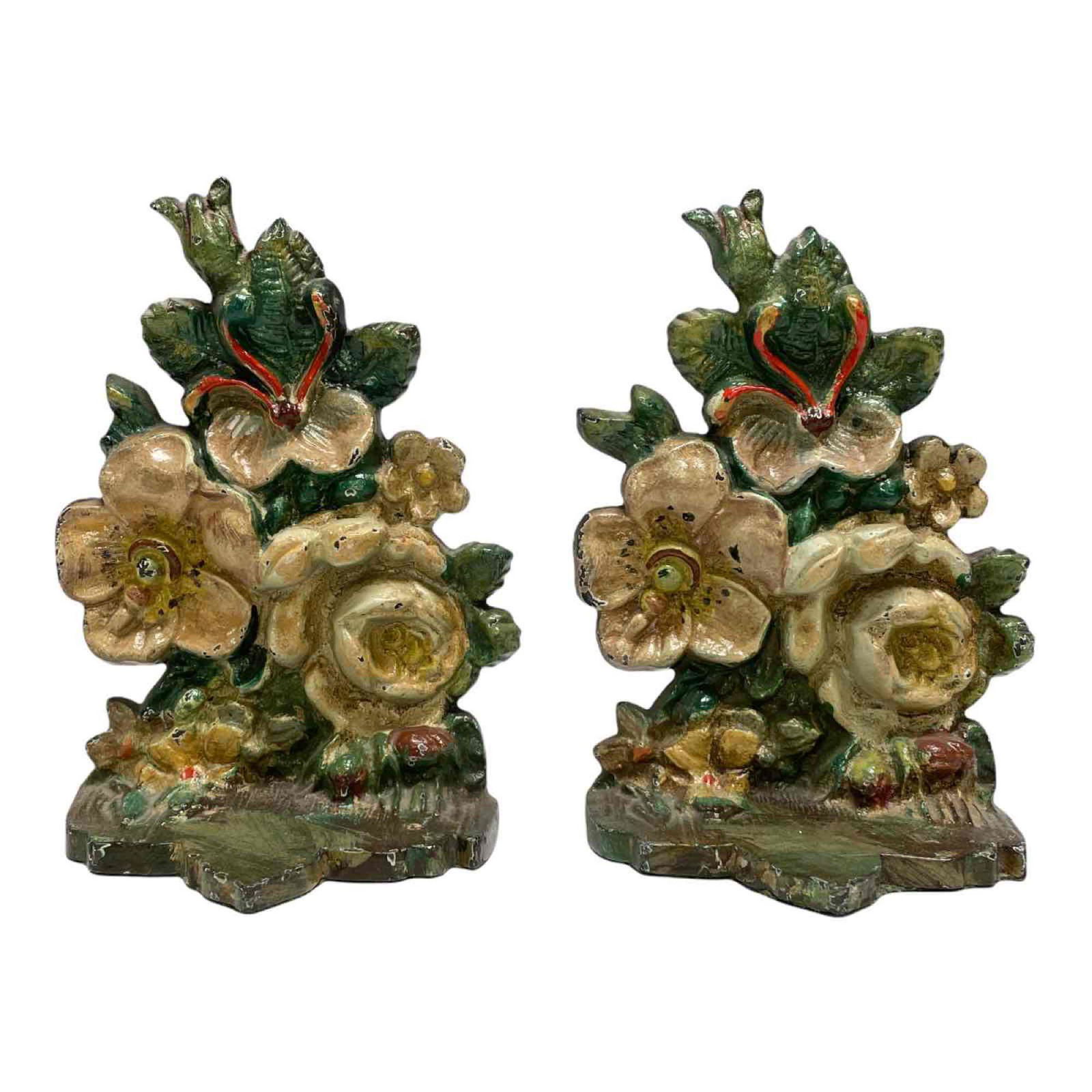 Cold Painted Cast Iron Floral Bookends - ca. 1908 (1 of 20)