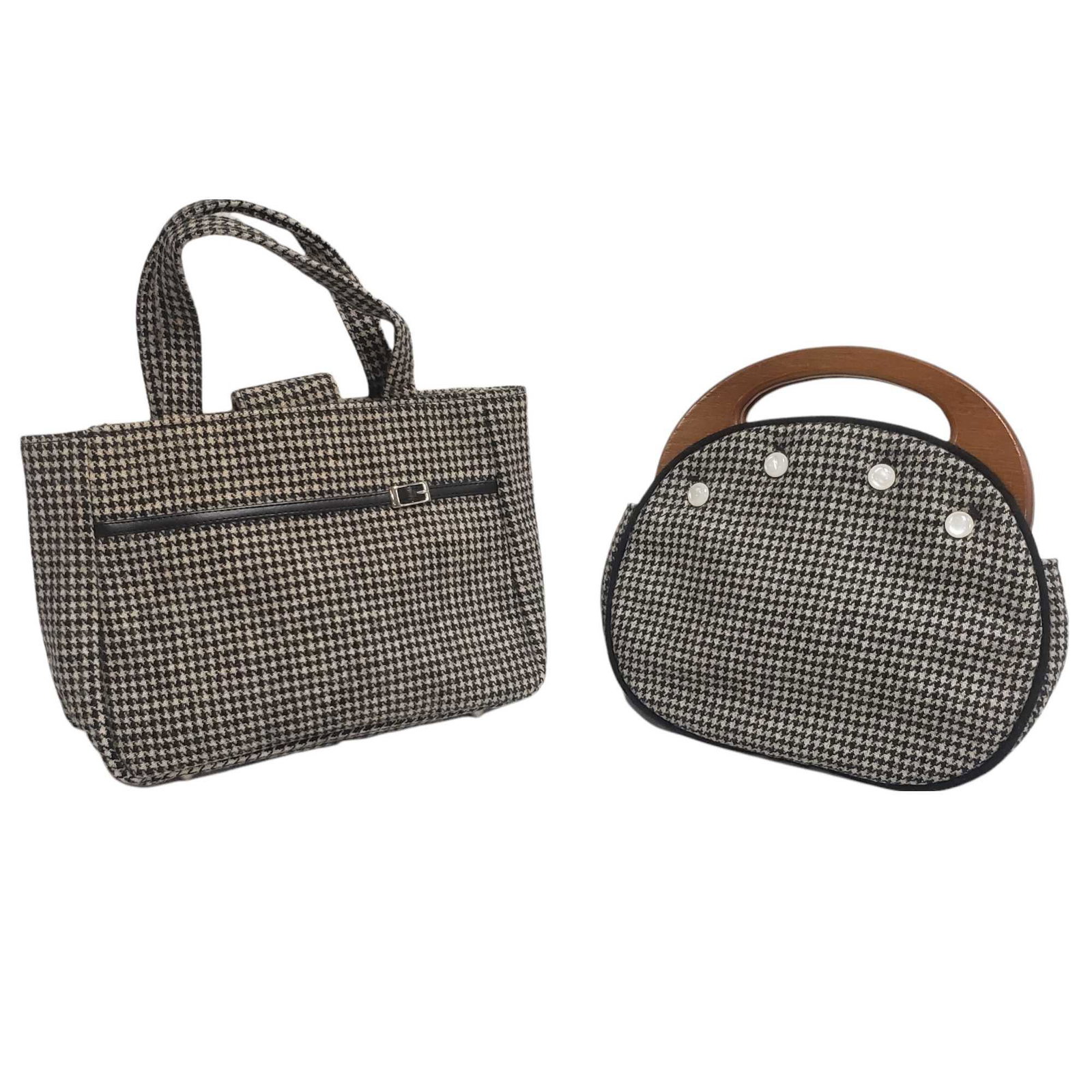 (2) Plaid Wool Knit Ladies Fashion Handbags / Purse (1 of 17)