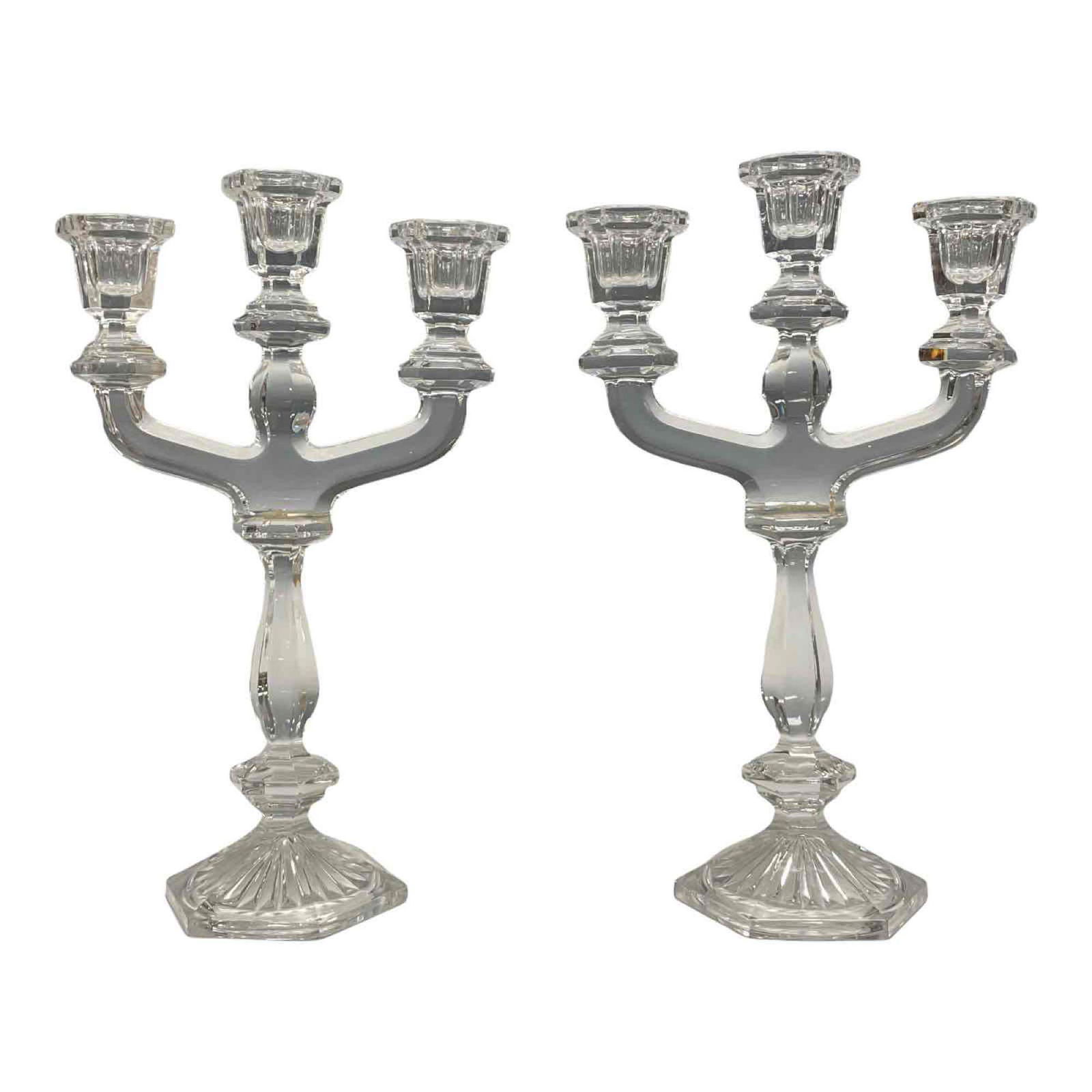 Pair of Quality 3-Light Glass Candelabras (1 of 13)