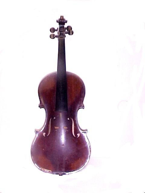 J.R. Carlisle Label Strad. Copy Violin HW Beech, : Cremonatone. Darker brown finish and tiger maple back. Condition overall good to very good, lacking strings, tailpiece and chin guard. L.O.B. 14 1/8''. Information and condition provided from Retired 