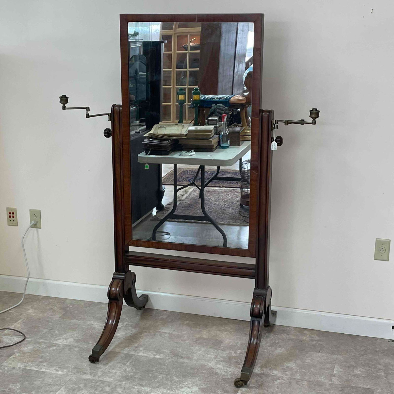 Late Georgian or Early Victorian Mahogany Cheval Mirror (1 of 19)