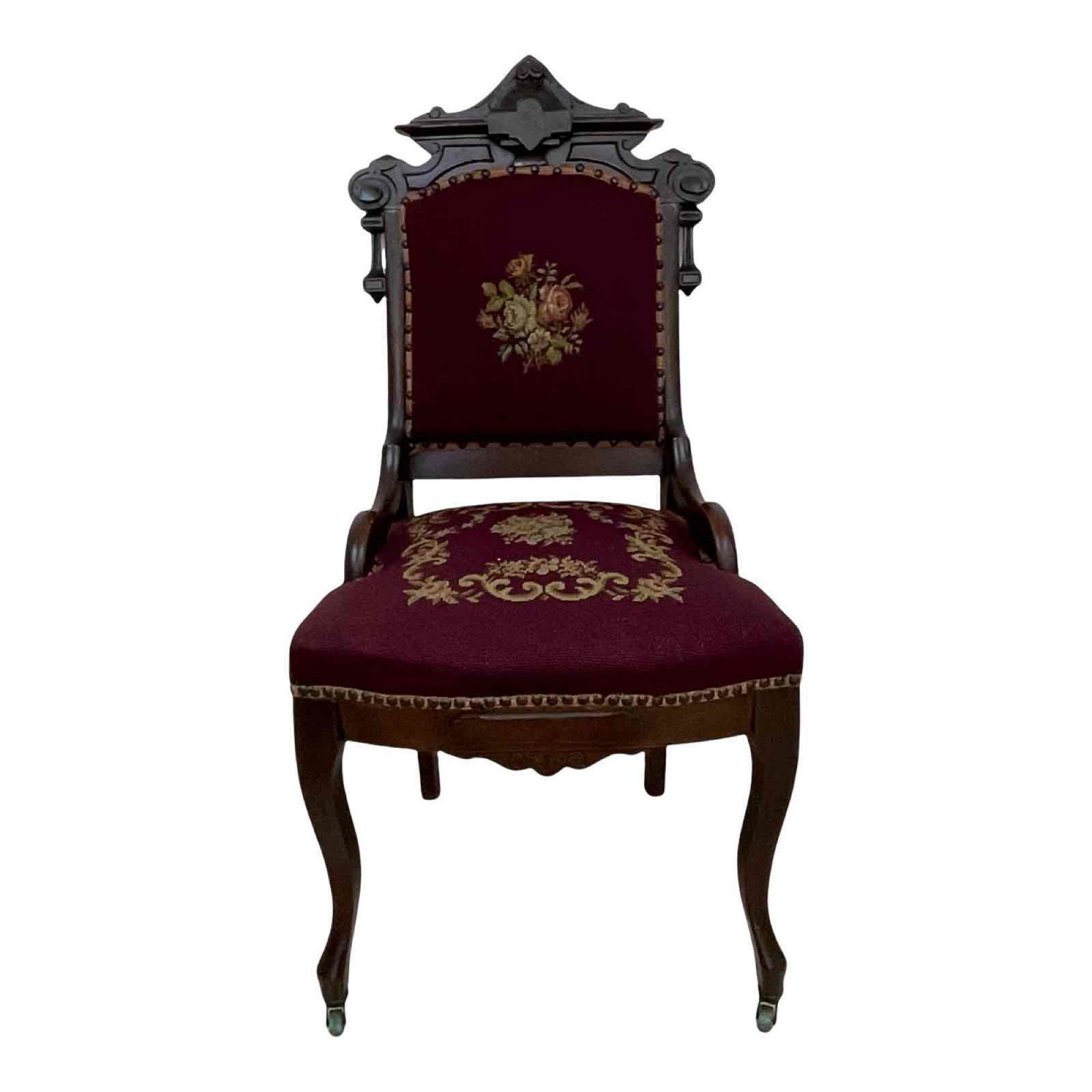 American Victorian Needlepoint Side Chair (1 of 17)