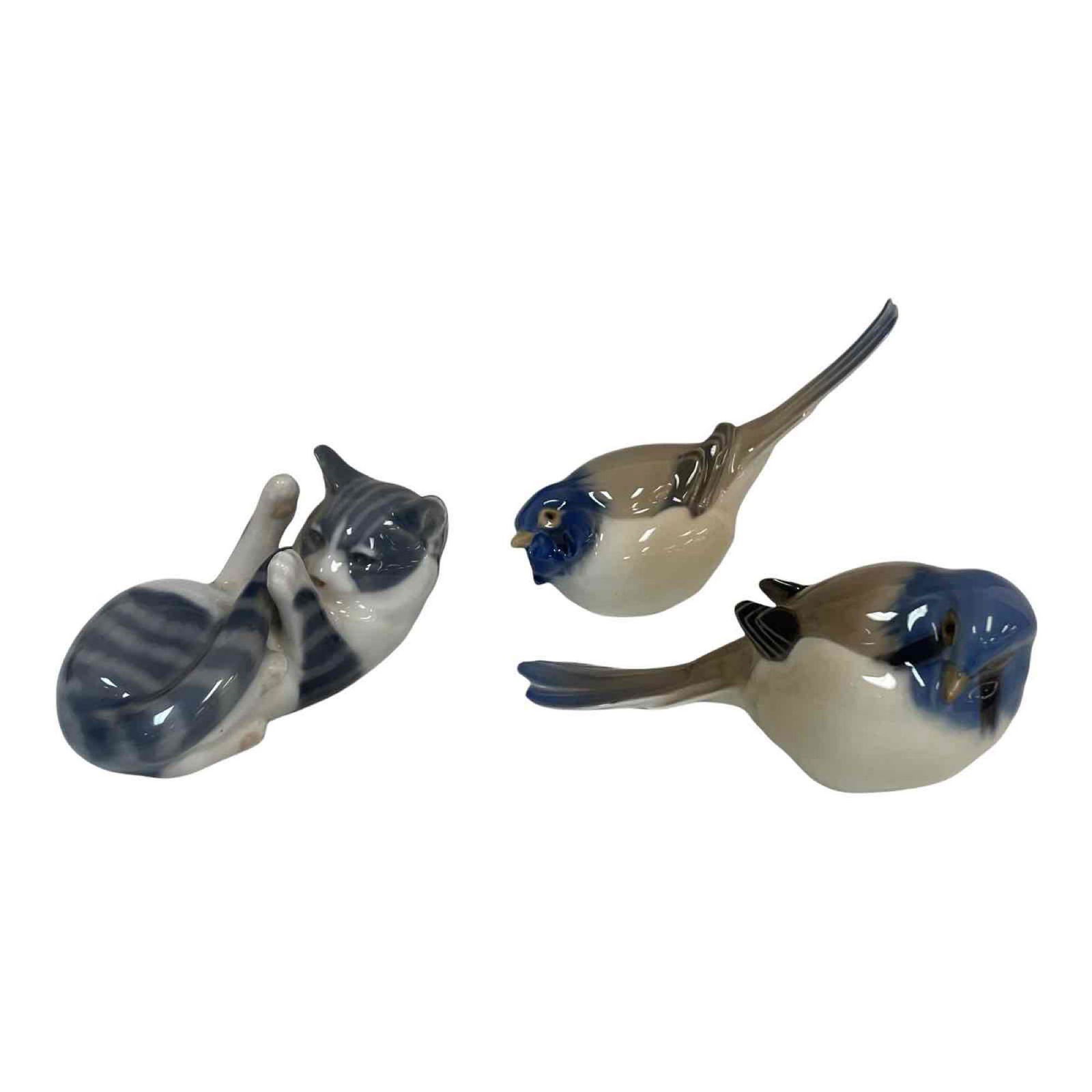 Royal Copenhagen Danish Porcelain Birds and Cat Figurines (1 of 17)