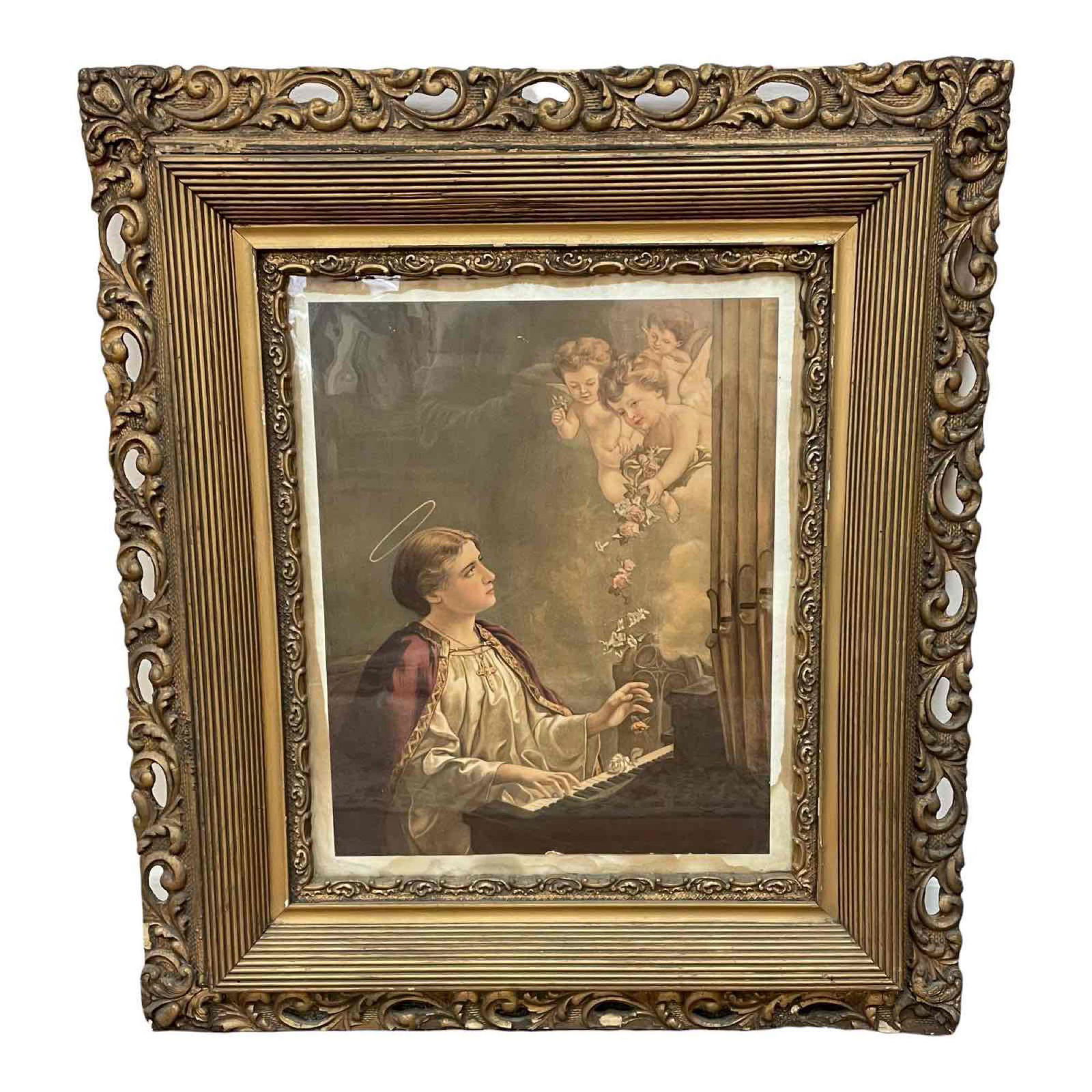 Antique Religious Print in Ornate Gesso Frame (1 of 18)