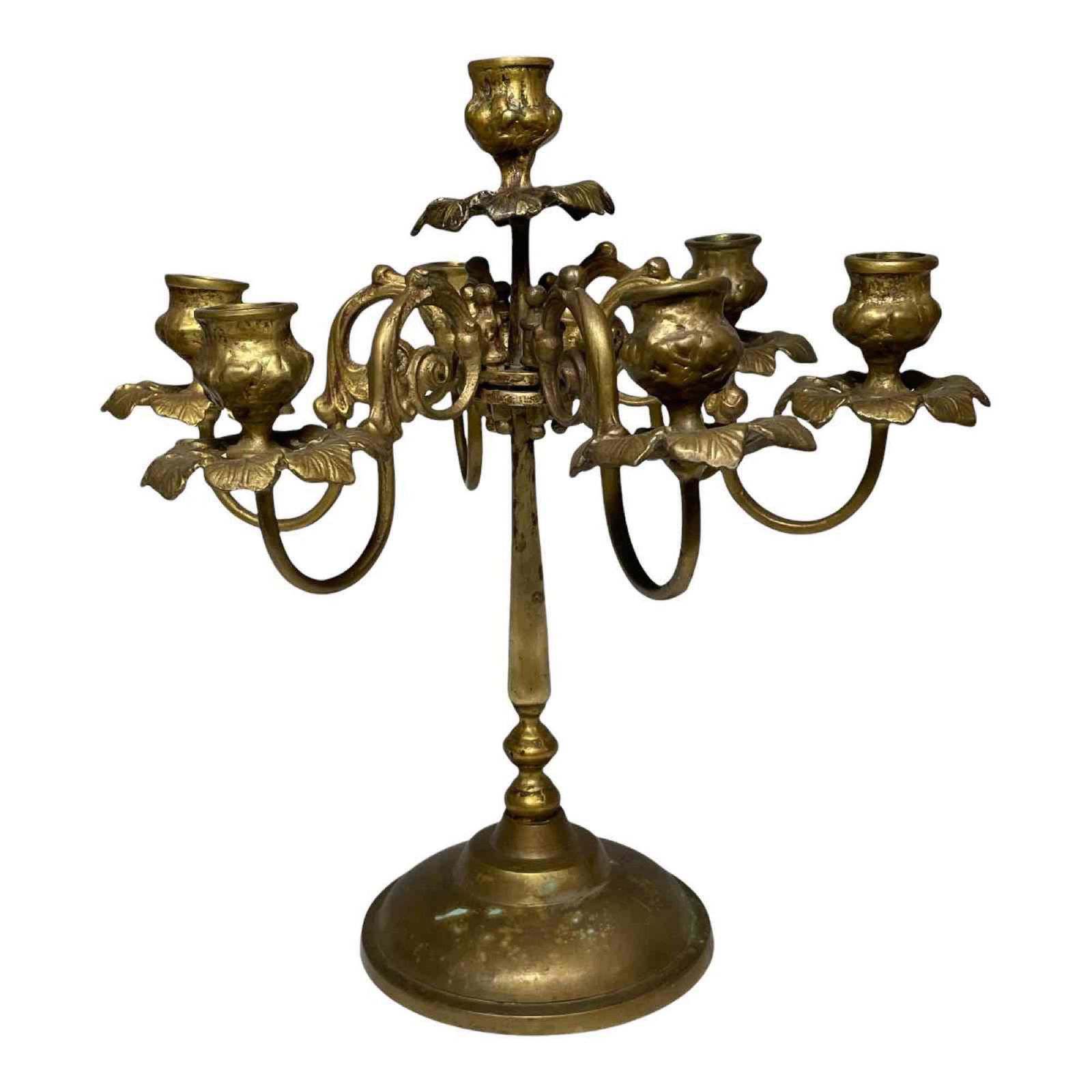 Vintage Brass or Bronze 7 Light Candelabrum (1 of 14)