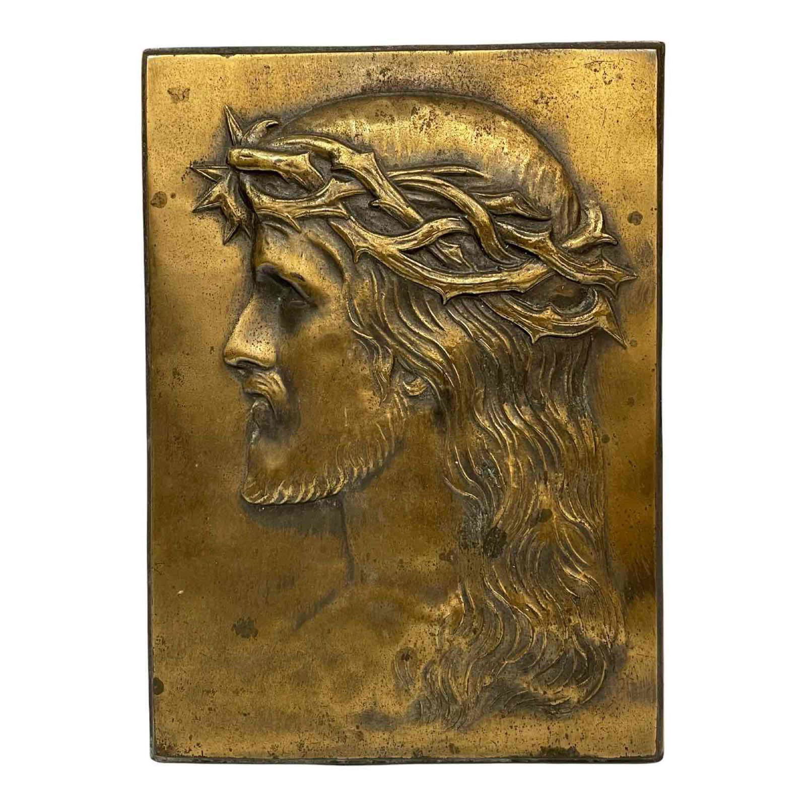 Religious Bronze Plaque Side Portrait of Jesus (1 of 17)