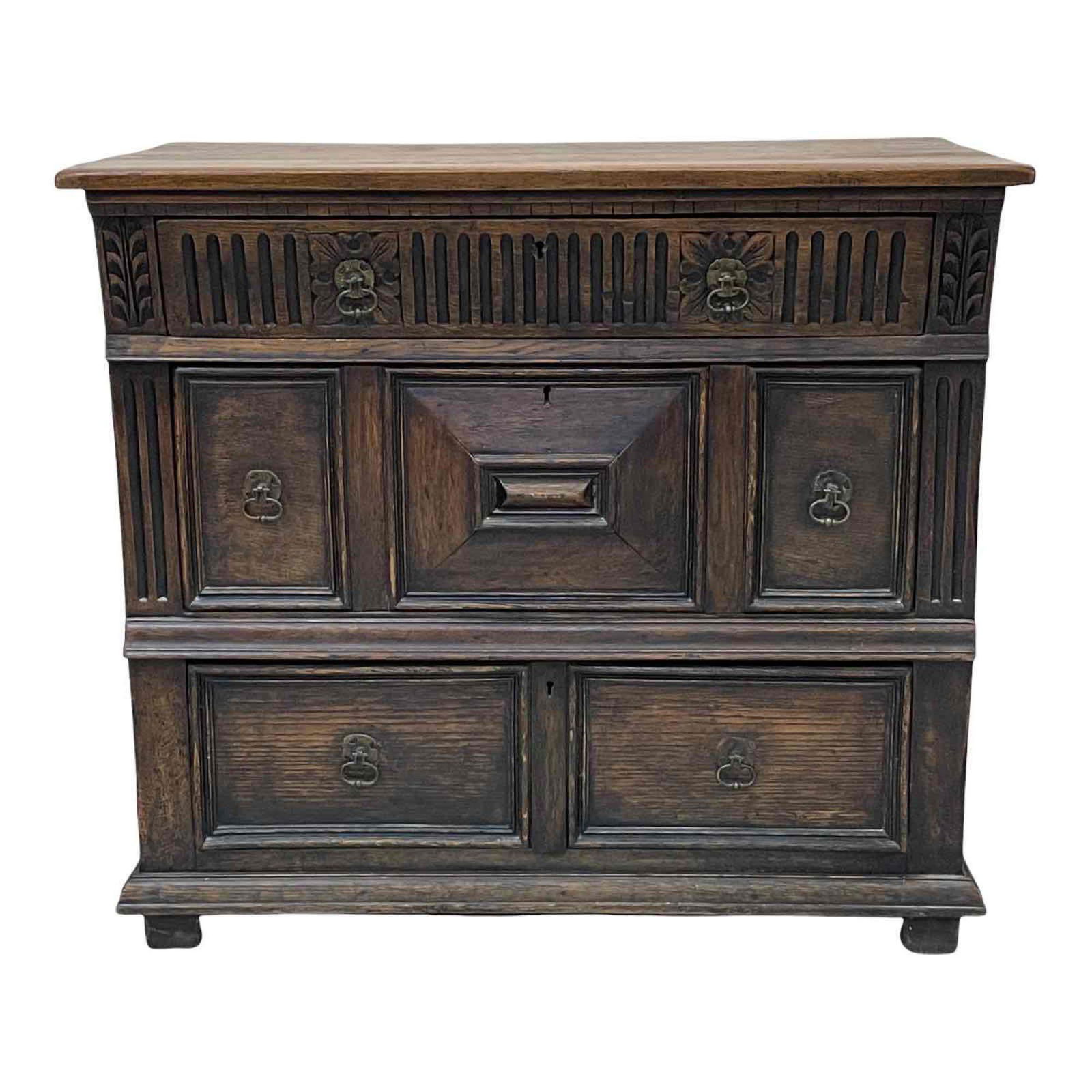 Jacobean Style English / Italian Oak Chest of Drawers (1 of 20)