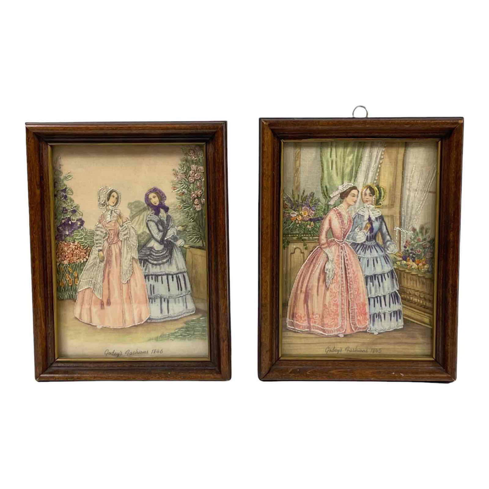 Two Framed GODEYS Fashion 1849  Embroidery on Fabric (1 of 16)
