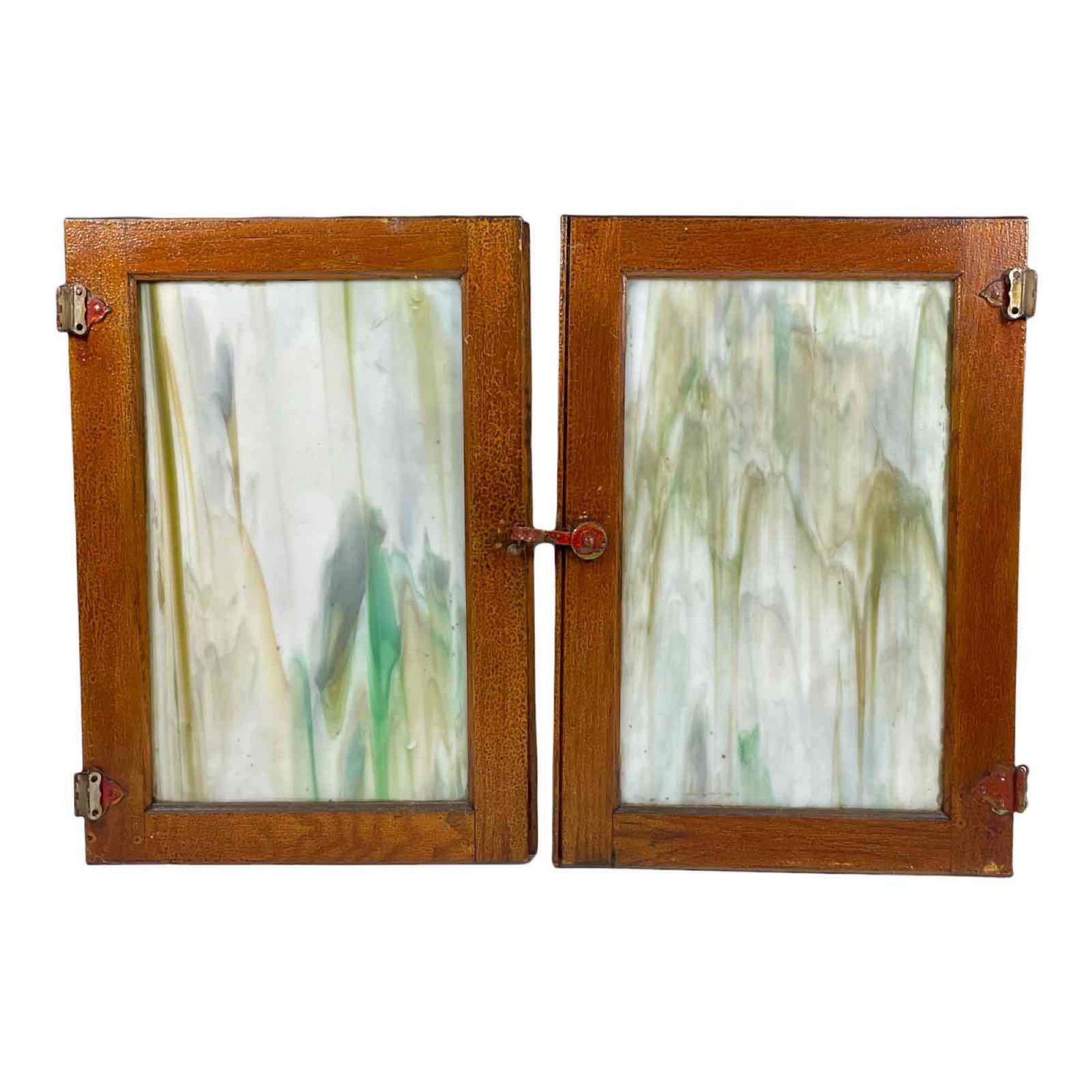 Green Slag Glass Arts and Crafts Cabinet Doors (1 of 15)