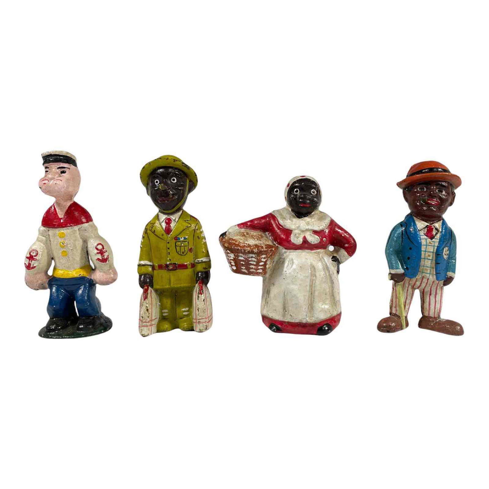 Four Cast Iron Banks with Aunt Jemima and Popeye (1 of 13)