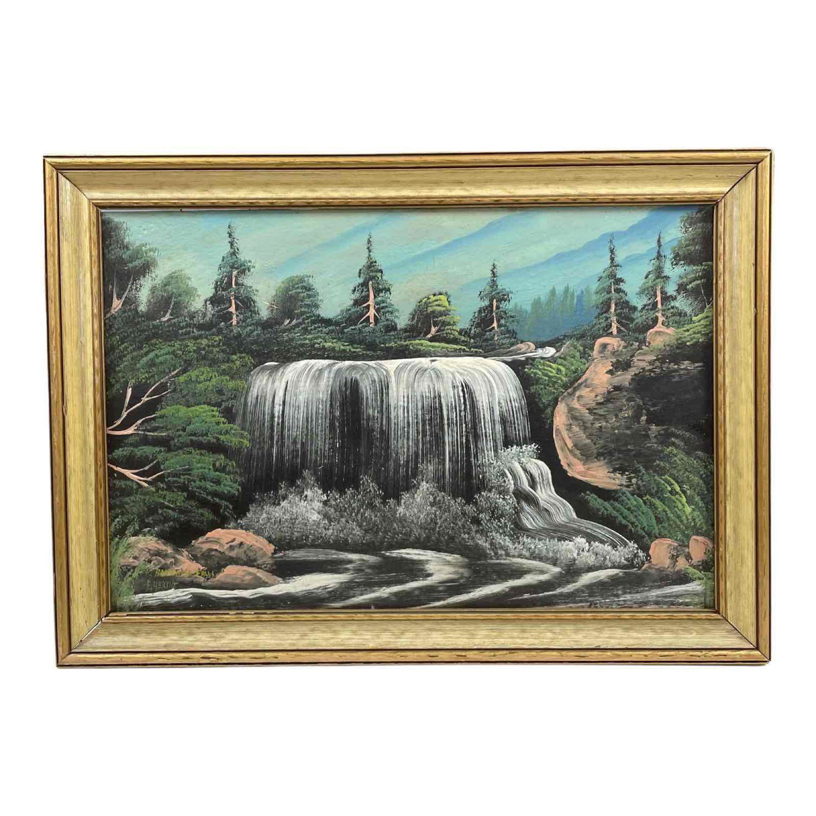 West Virginia Highwayman Painting: Ernest A. Hertig American (1903-1971) Blackwater Falls - Davis W.V. Oil on artist board Highwaymen artists are so called because they set up alongside highways and sold their art to local tourists who
