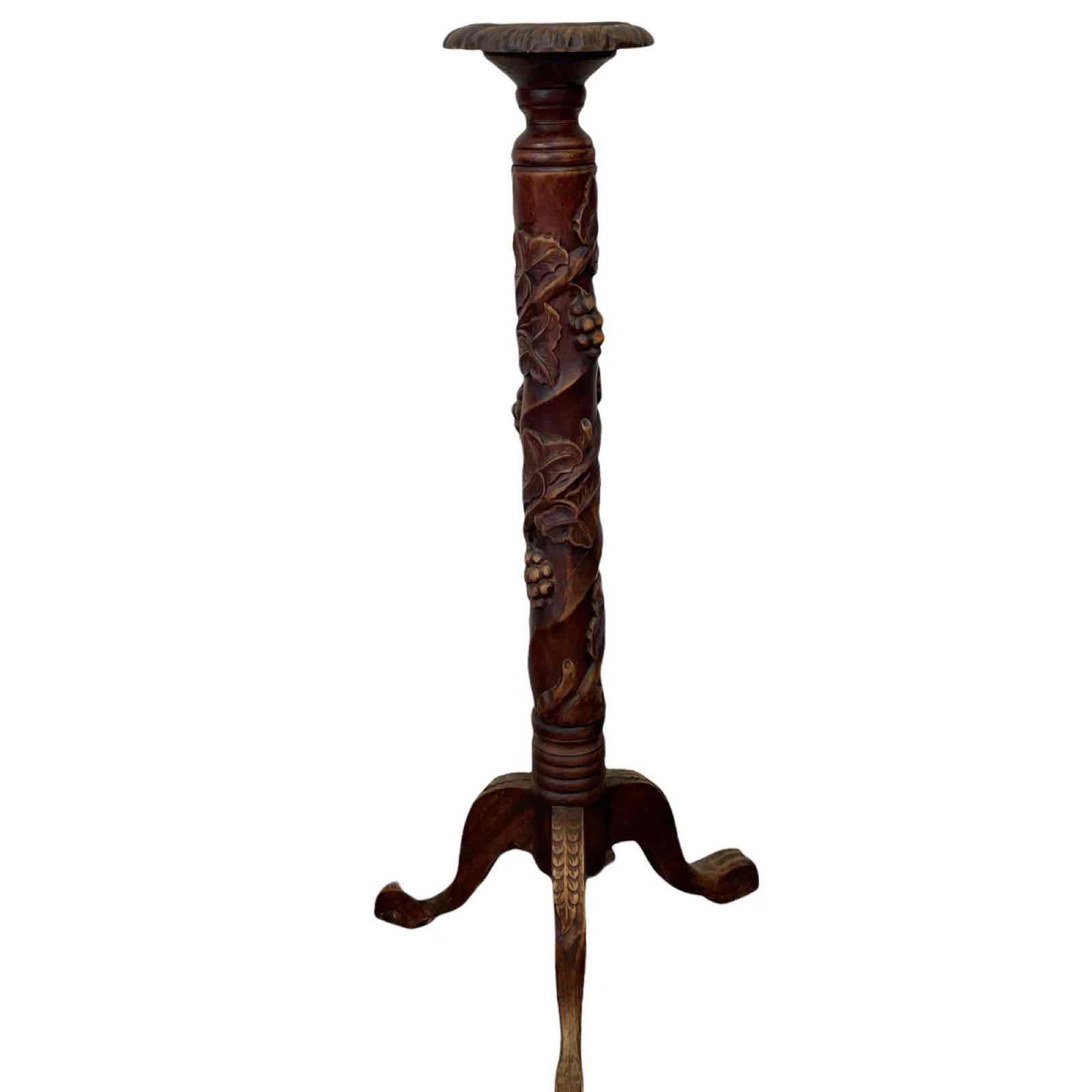 Carved Wood Pedestal or Fern Stand (1 of 10)