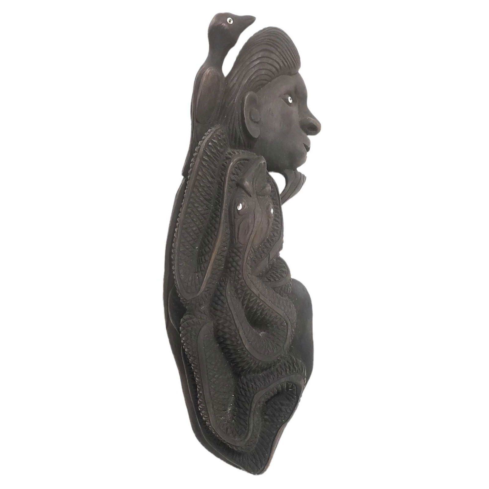Tribal Serpent, Bird Figural Wood Carving (1 of 12)