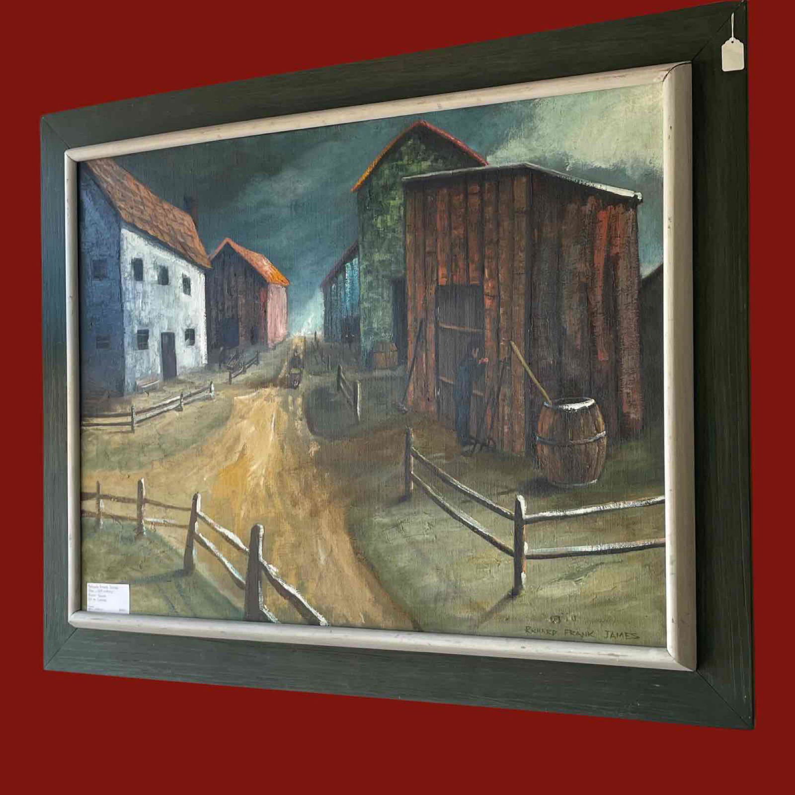 Signed 20th C. Oil on Canvas Country Rural Farm Scene (1 of 15)