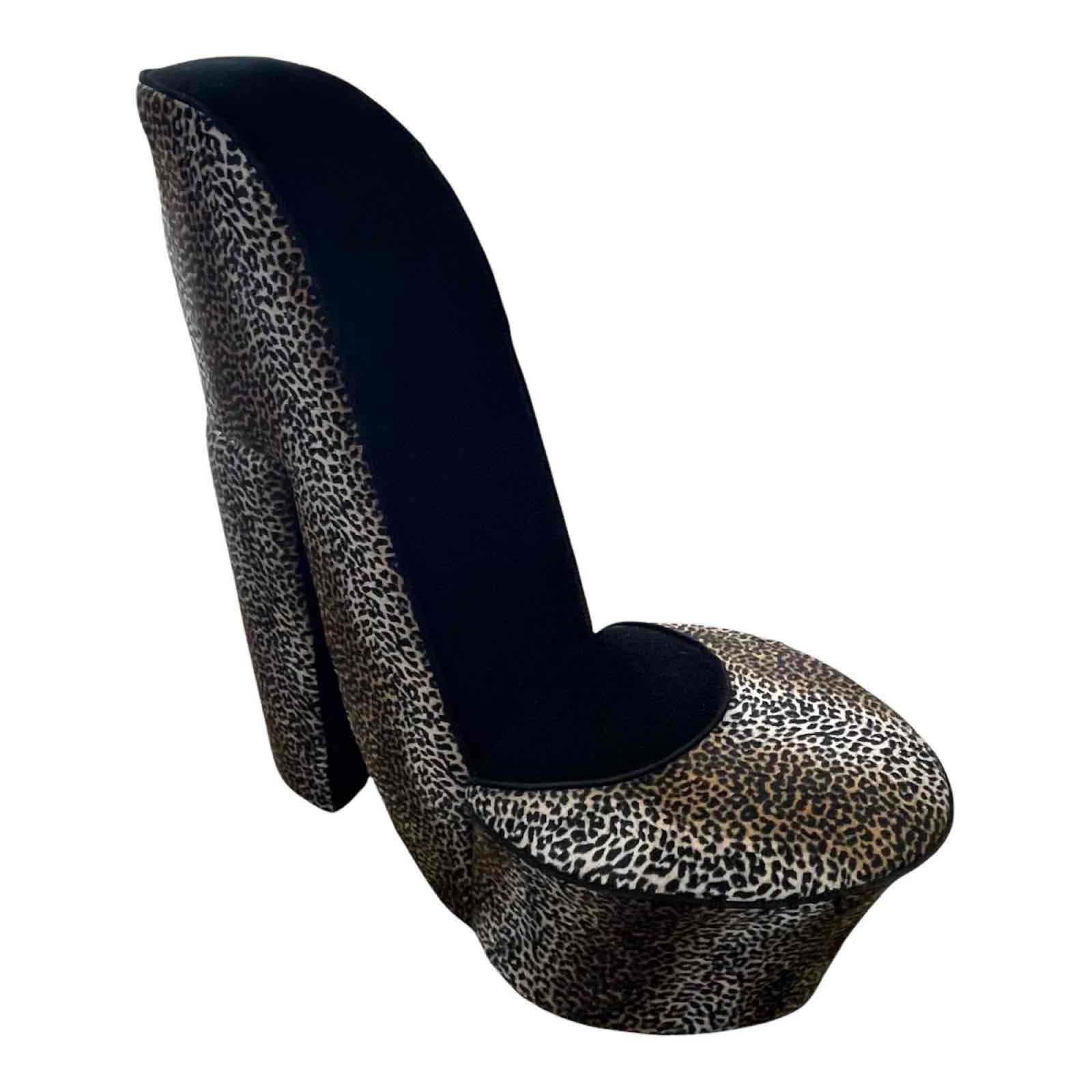Zebra Print High Heel Shoe Chair Red Velvet
