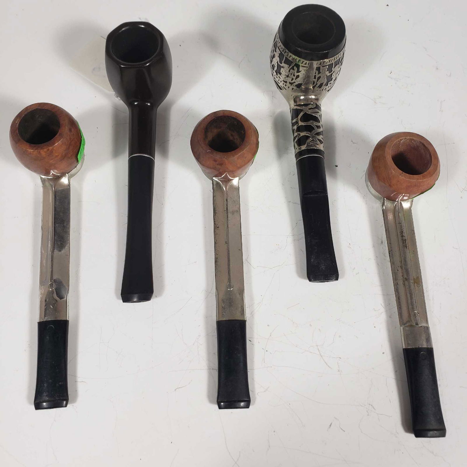 Five Vintage Pipes with Sterling Silver Medico (1 of 8)