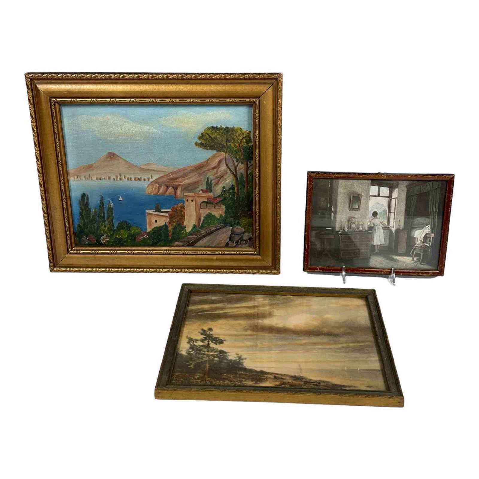 Signed Oil on Canvas and Two Antique Framed Prints (1 of 18)