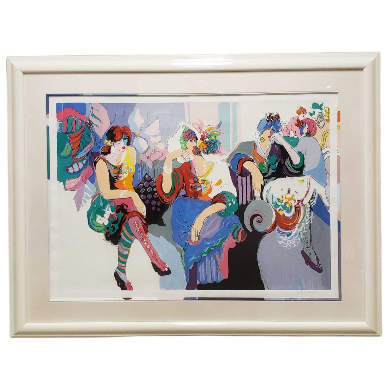Isaac Maimon (Israeli, b. 1951) "AT THE BALL": Framed and numbered 108/275 and pencil signed in lower right as shown. Measuring overall approx 50.5" tall x 60" wide. Some light scuff to white frame otherwise in original custom Maimon frame as show