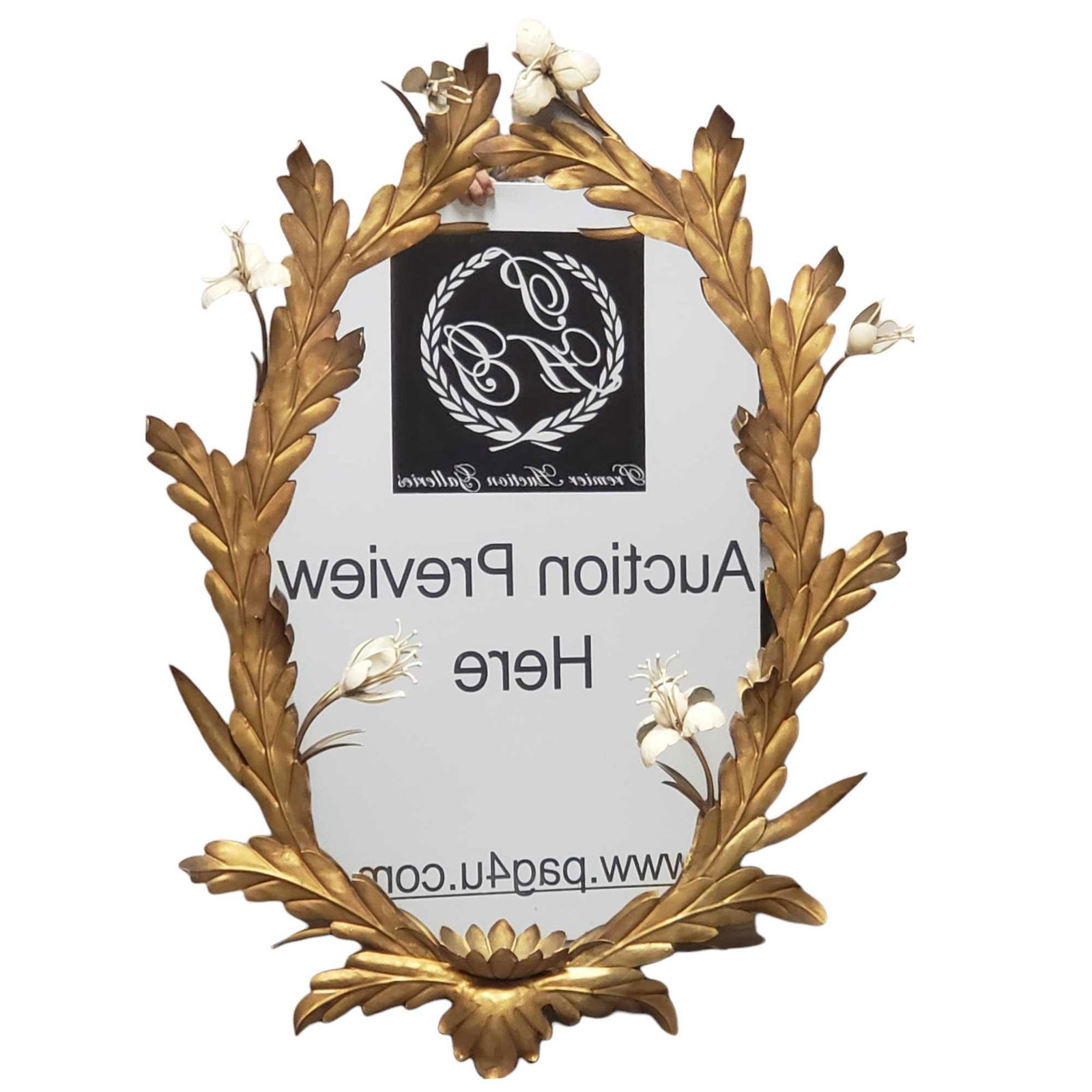 Oval Gold Tone Three Dimensional Flower Mirror (1 of 15)