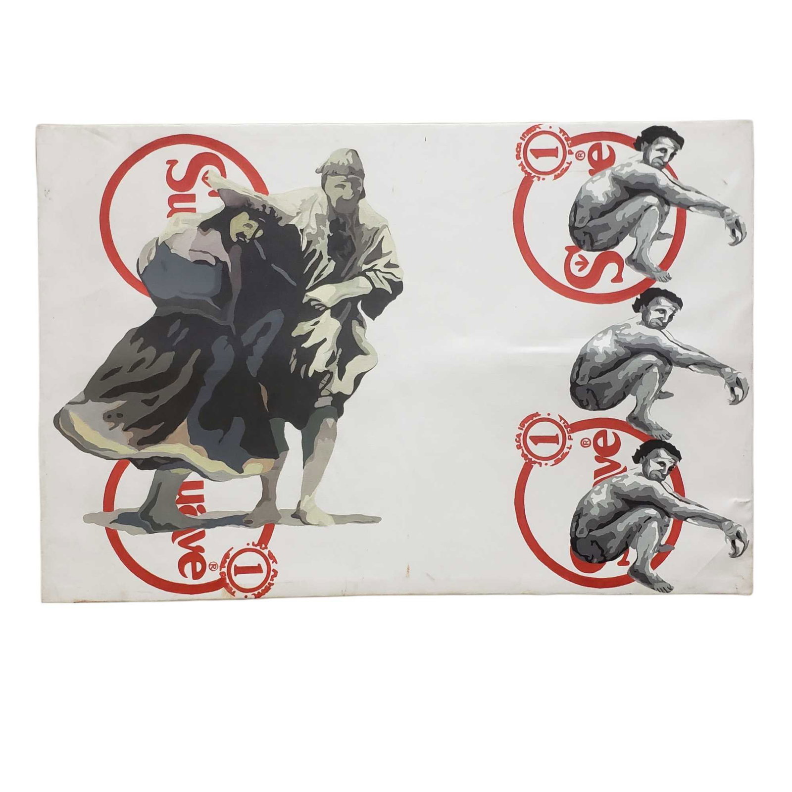 20th Century SAUVE 1 Miani Cuban Artist Oil on Canvas: Oil on canvas measuring approx 39" tall x 58.5" wide. Signs of scuffs, dust soil and stretcher mark on left side. Miami artist. Mid to late 20th century, see photos for details.