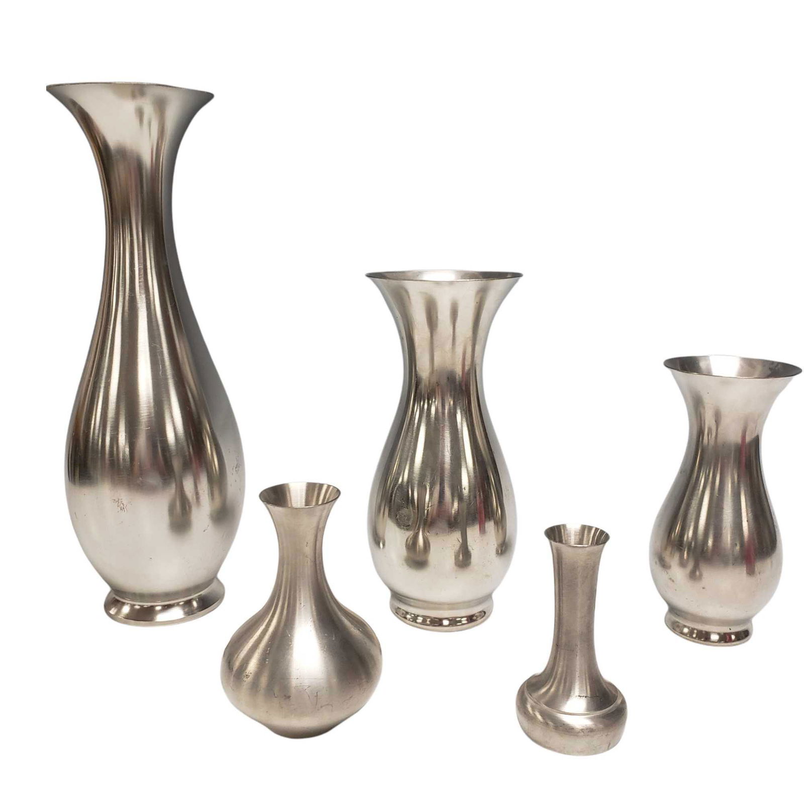 Five Pewter Vases of Various Sizes (5) (1 of 14)